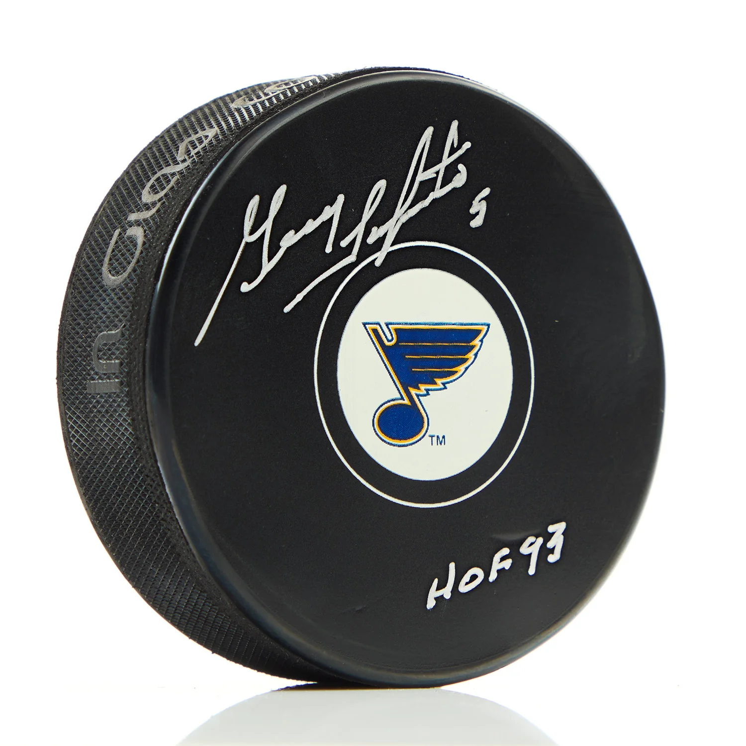 Guy Lapointe Autographed St Louis Blues Hockey Puck with HOF Note