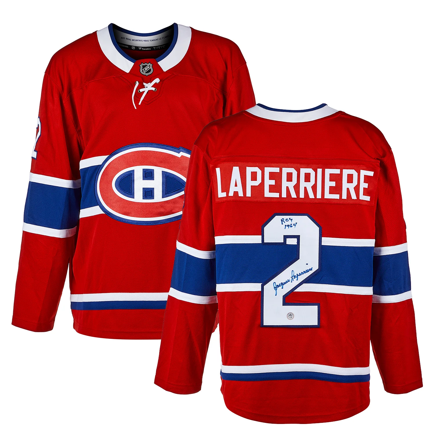 Jacques Laperriere Signed Montreal Canadiens Fanatics Jersey with ROY Note - Image 3