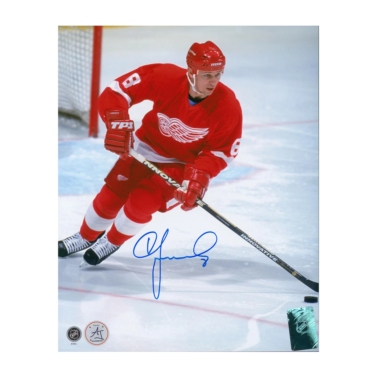 Igor Larionov Autographed Detroit Red Wings Game Action 8x10 Photo