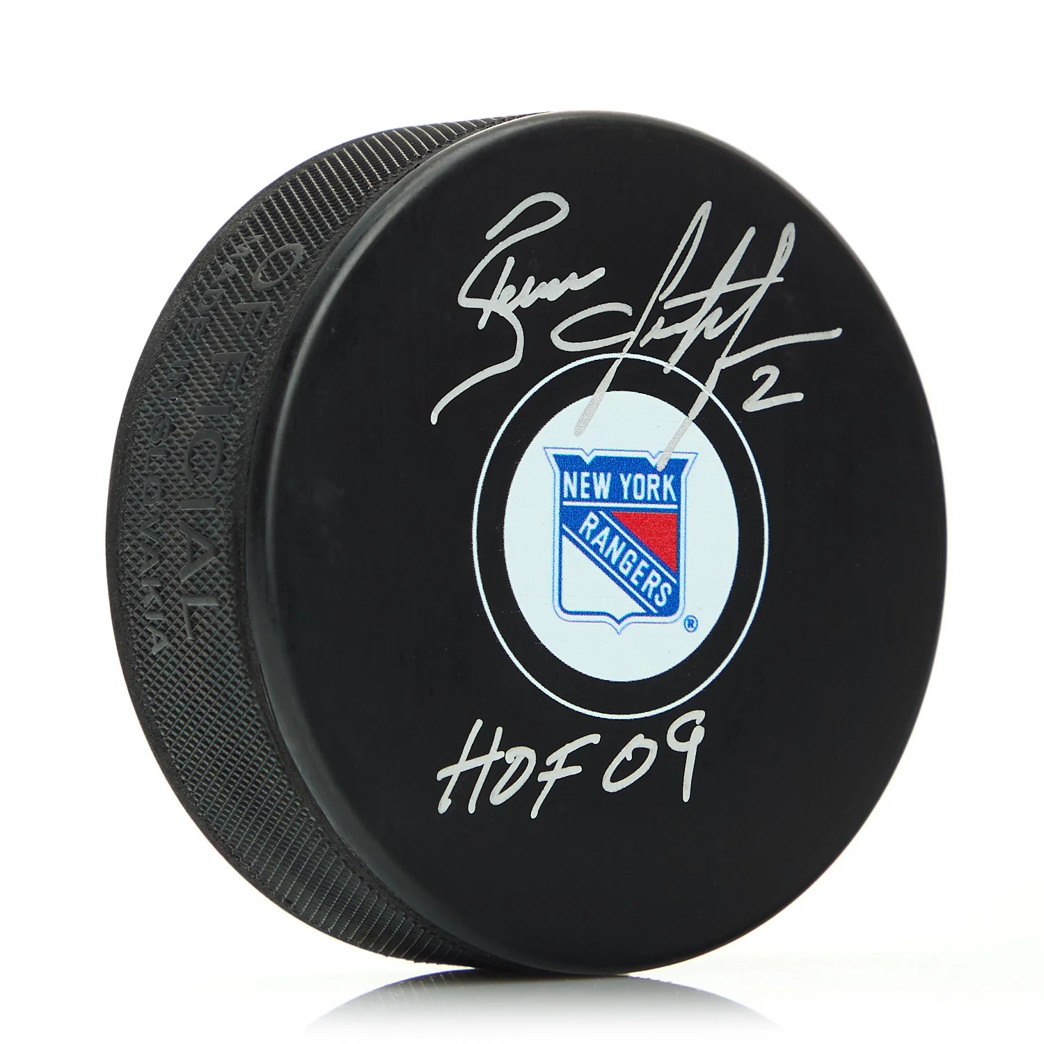 Brian Leetch Autographed New York Rangers Hockey Puck with HOF Note