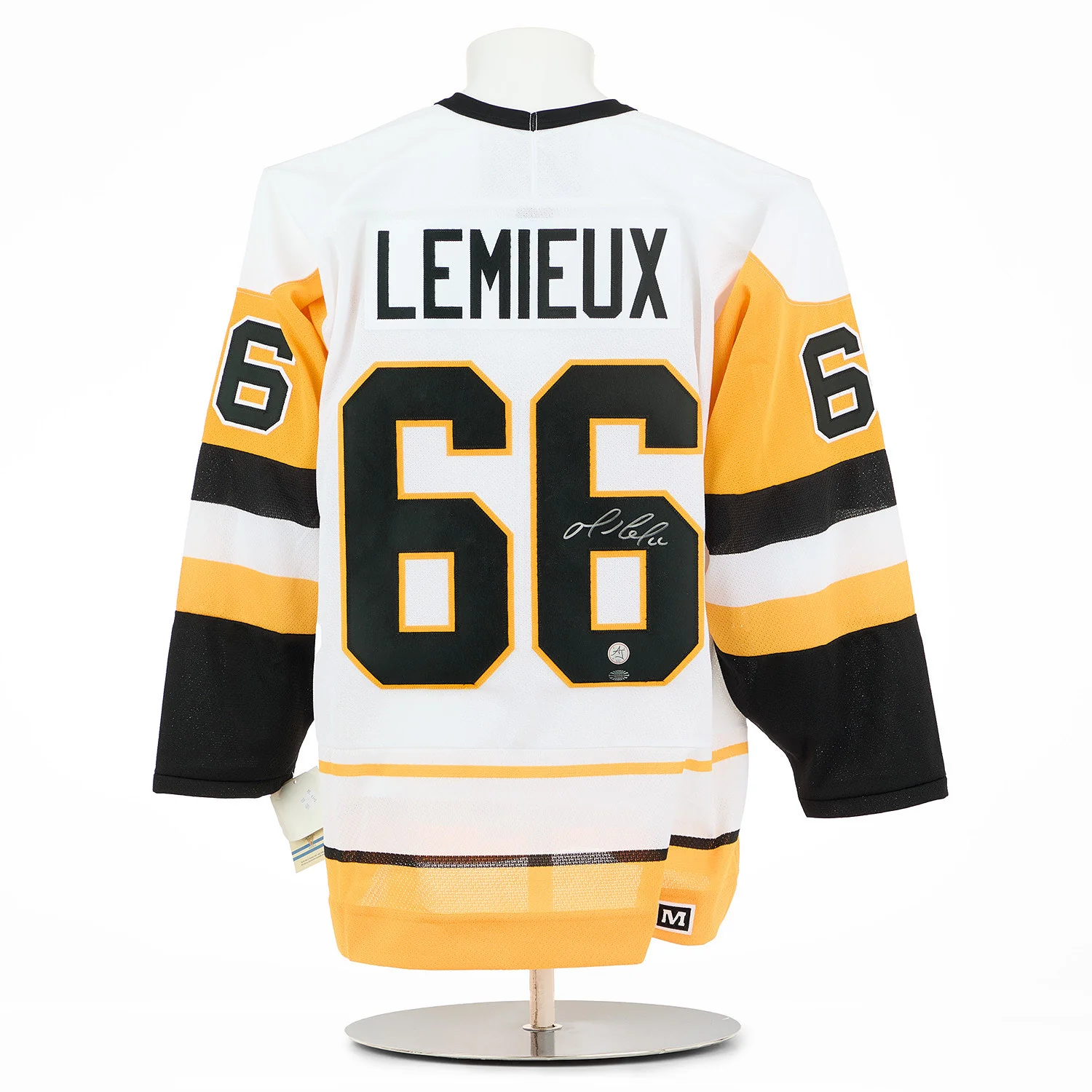 Mario Lemieux Autographed Pittsburgh Penguins White Vintage CCM Jersey