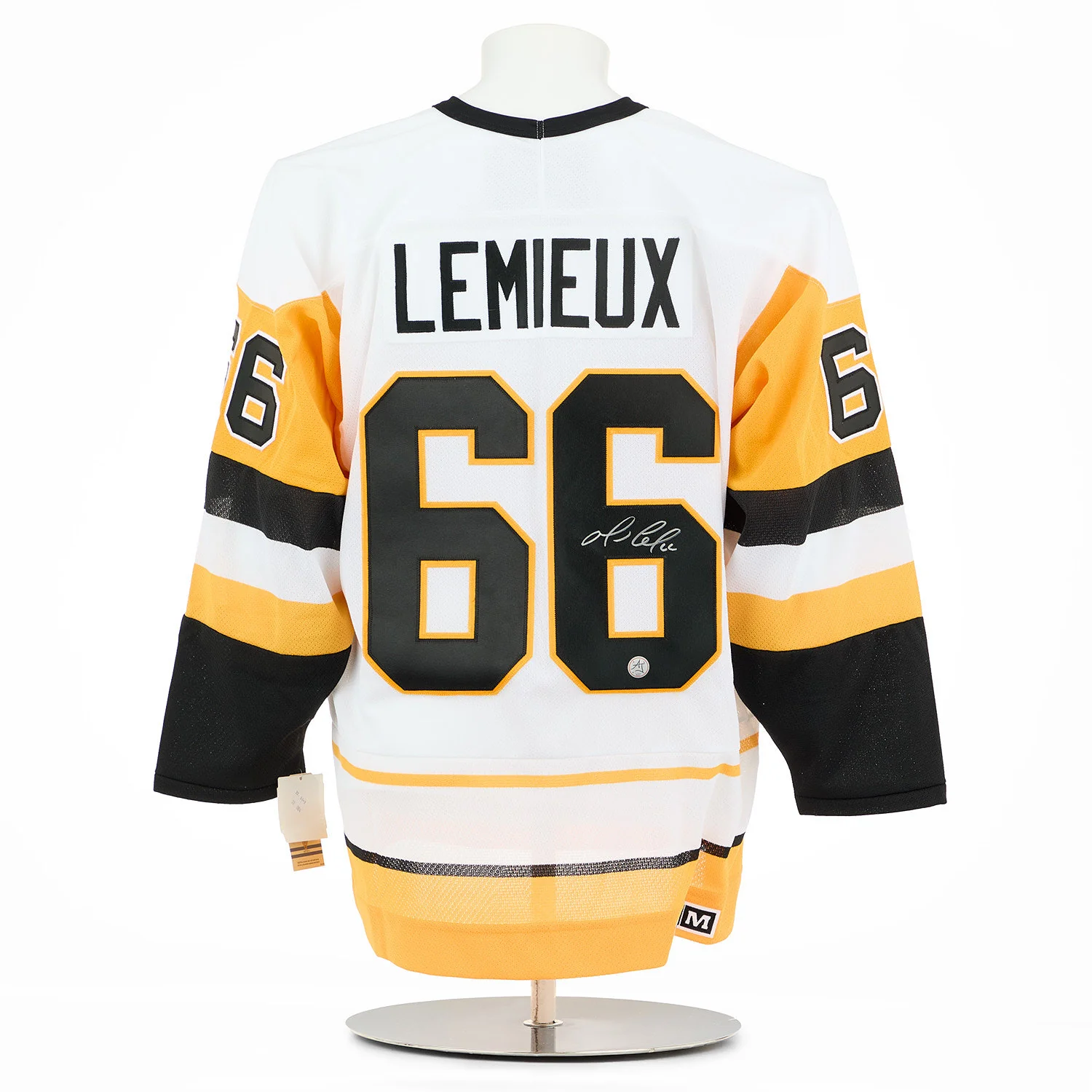 Mario Lemieux Autographed Pittsburgh Penguins White Vintage CCM Jersey
