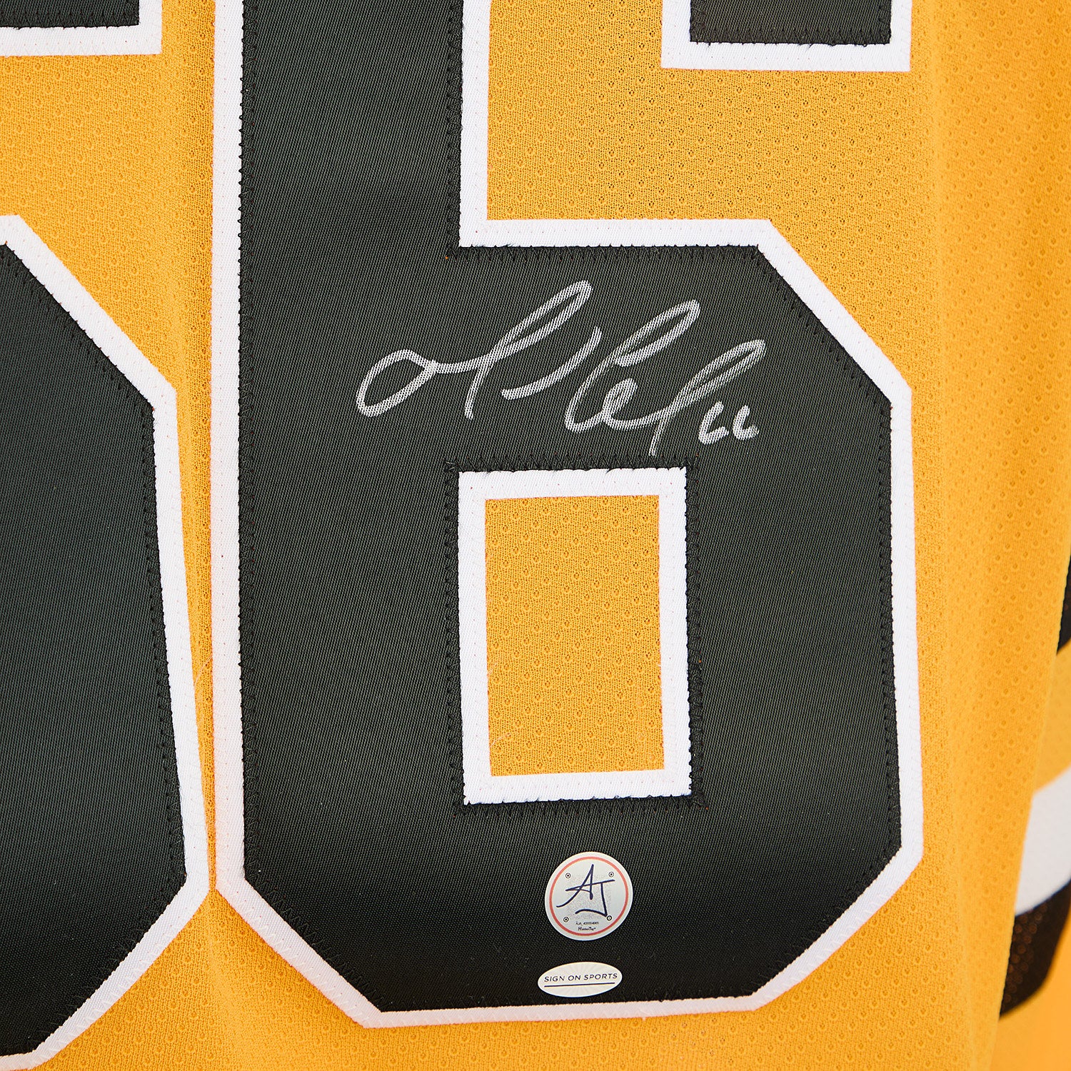 Mario Lemieux Signed Pittsburgh Penguins Yellow Rookie Vintage CCM Jersey - Image 3