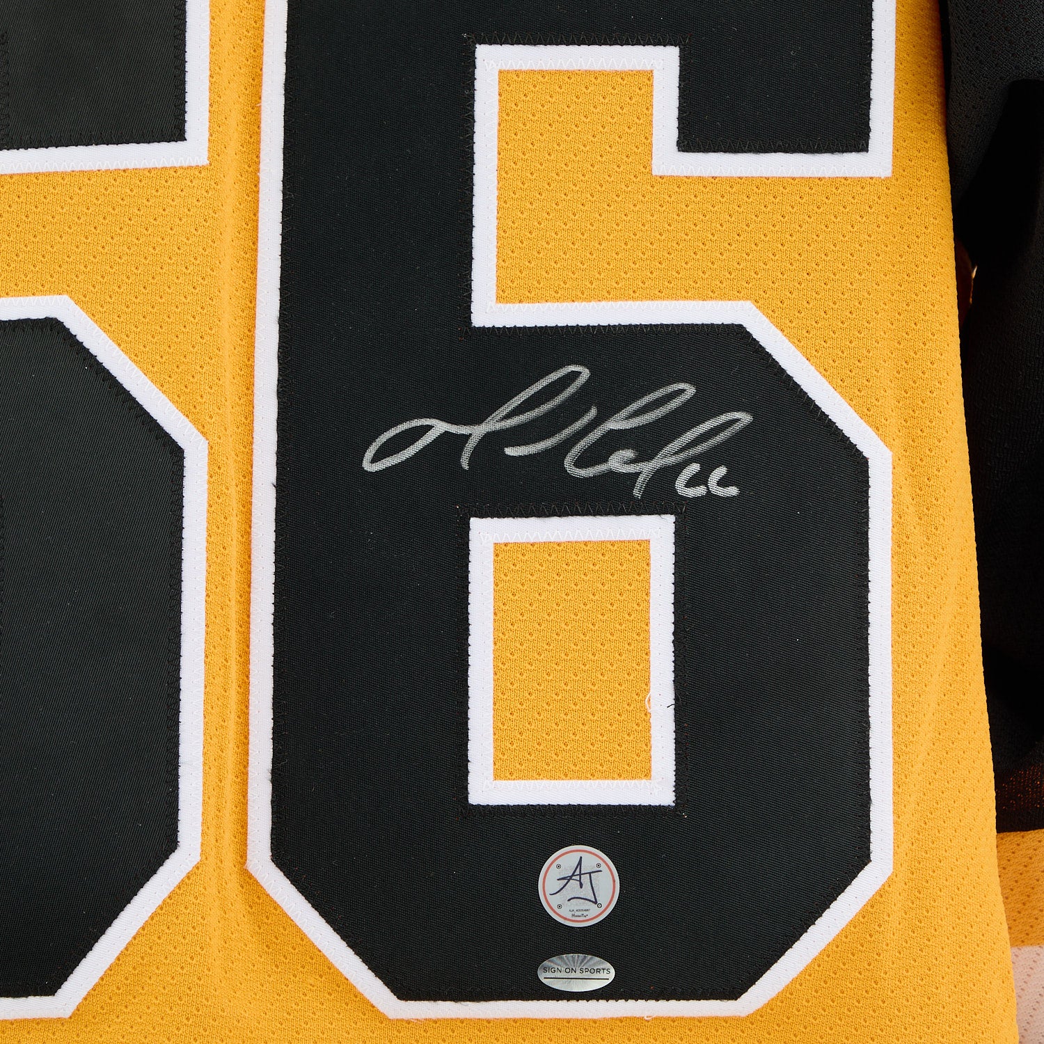 Mario Lemieux Signed Pittsburgh Penguins Yellow Rookie Vintage CCM Jersey - Image 3