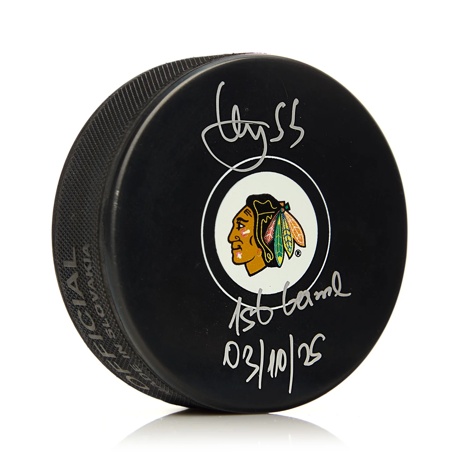 Artyom Levshunov Chicago Blackhawks Signed & Dated 1st Game Puck