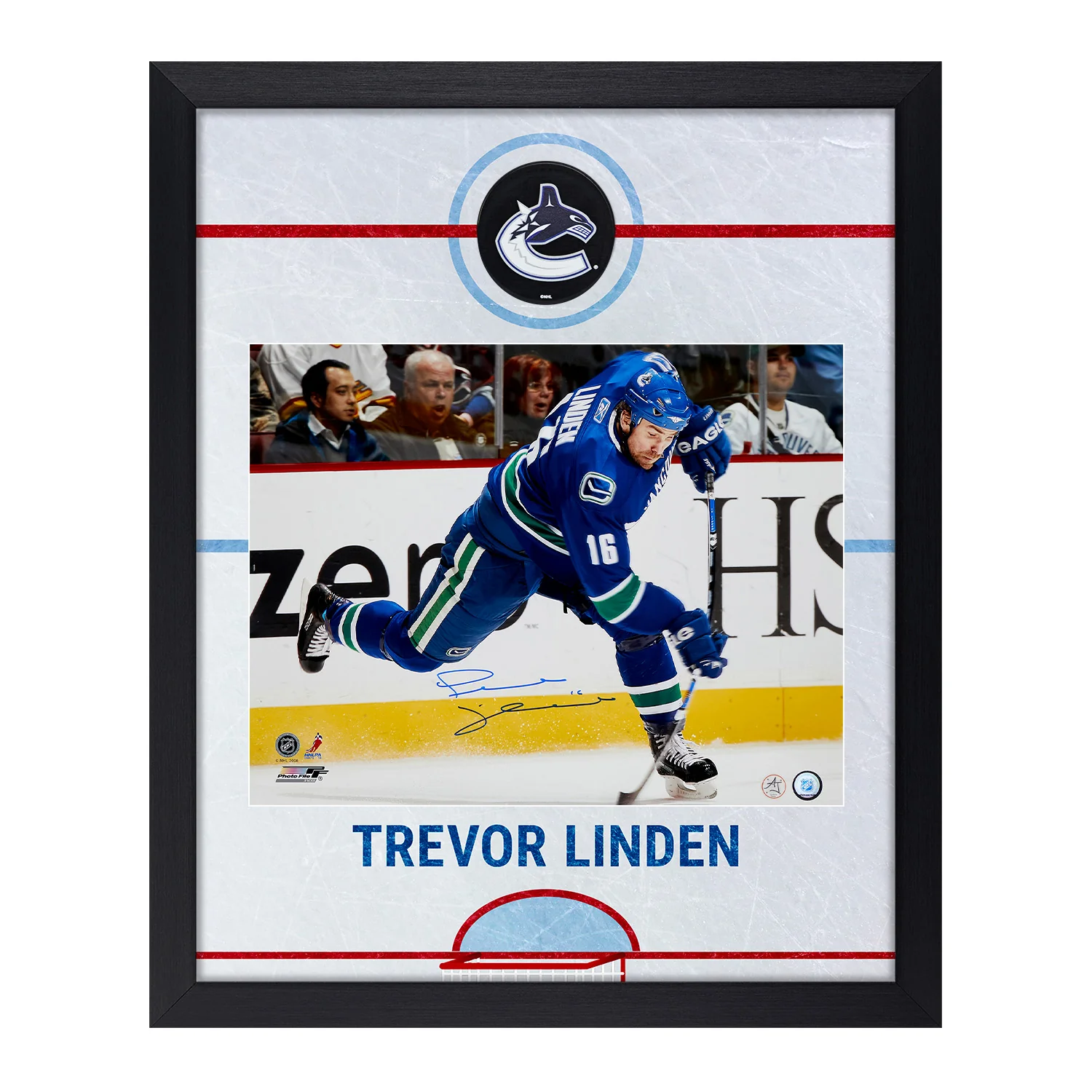 Trevor Linden Signed Vancouver Canucks Graphic Rink 26x32 Frame