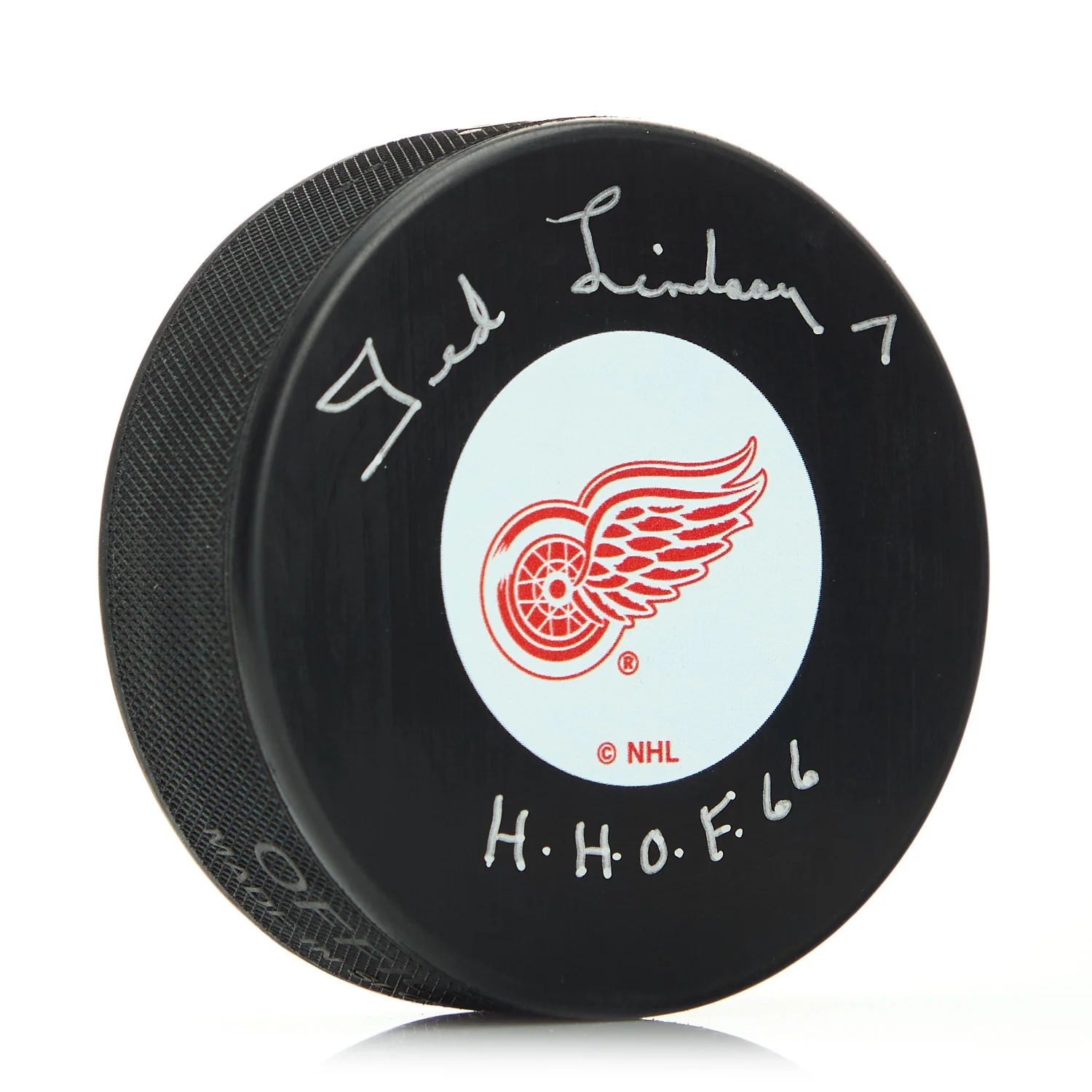 Ted Lindsay Signed Detroit Red Wings Hockey Puck with HOF Note