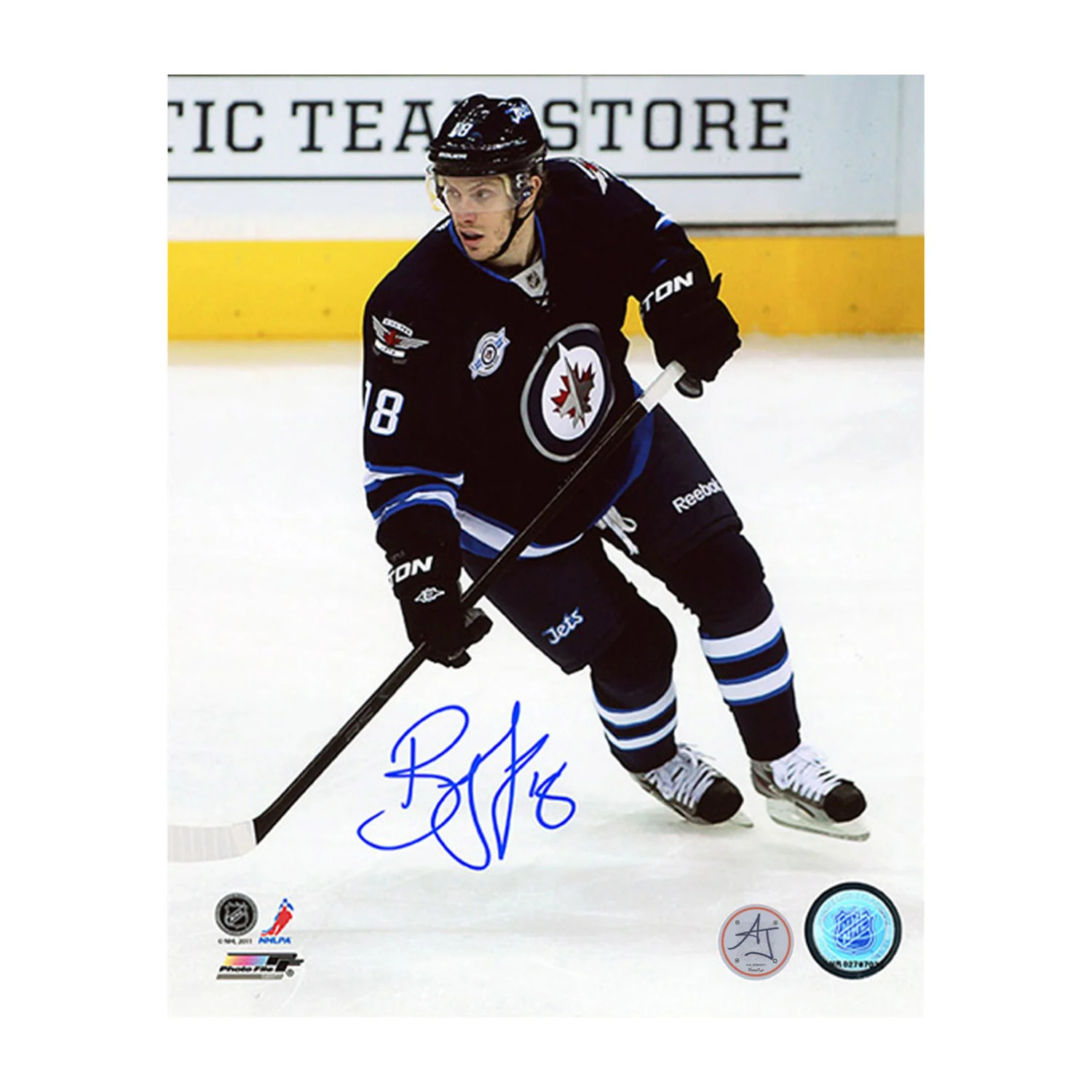 Bryan Little Signed Winnipeg Jets Game Action 8x10 Photo