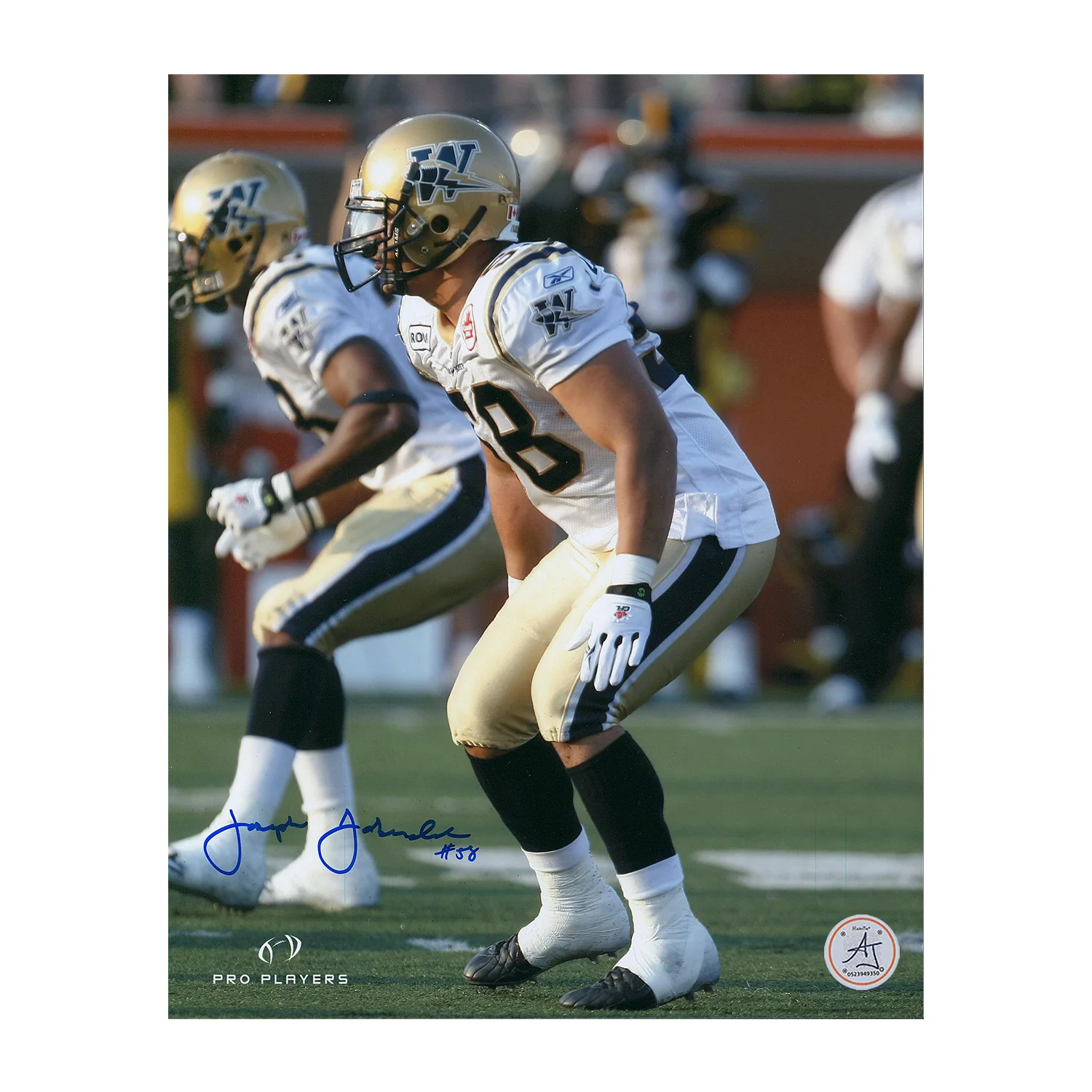 Joe Lobendahn Autographed Winnipeg Blue Bombers Football 8x10 Photo