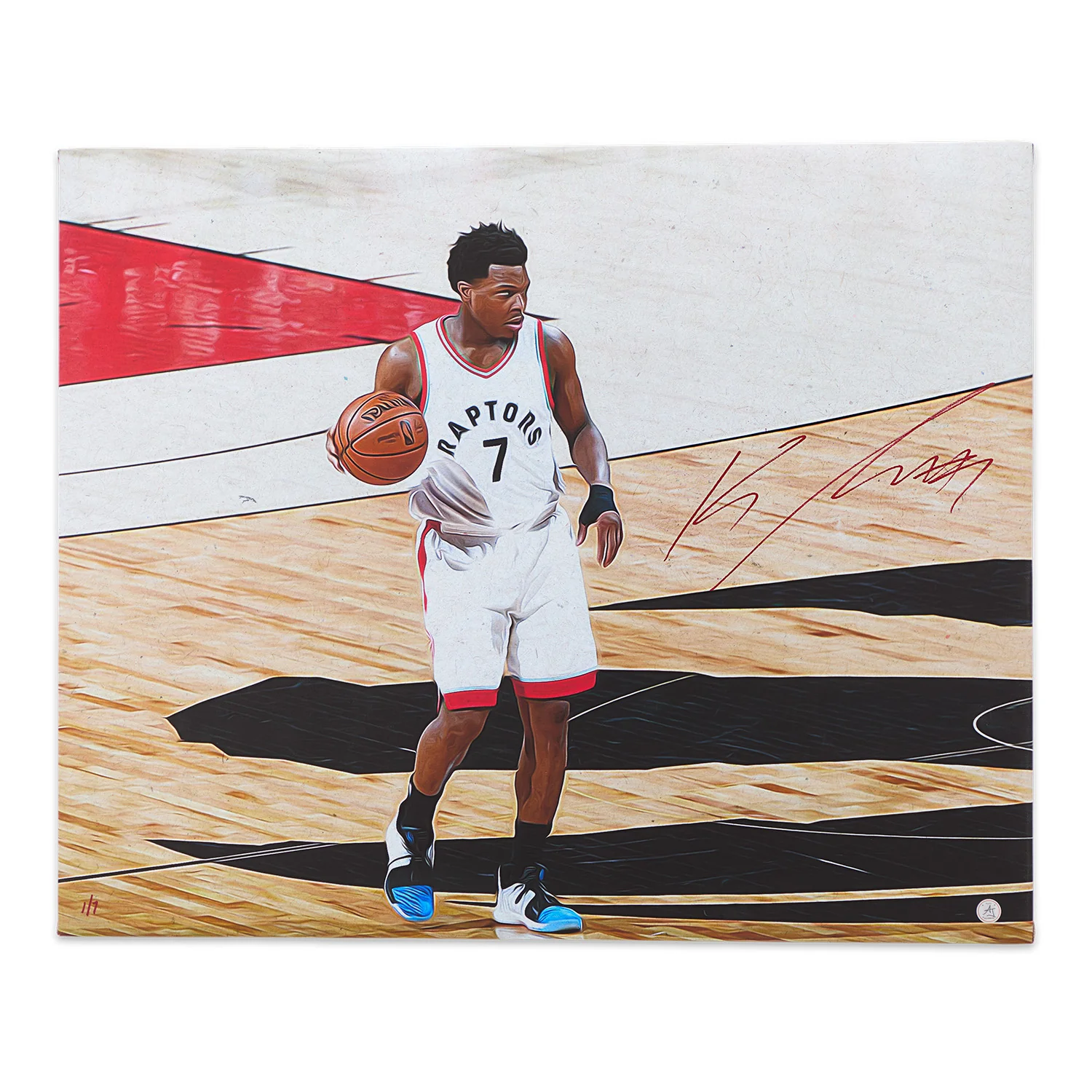 Kyle Lowry Autographed Toronto Basketball Portrait 26x32 Art Canvas #1/7