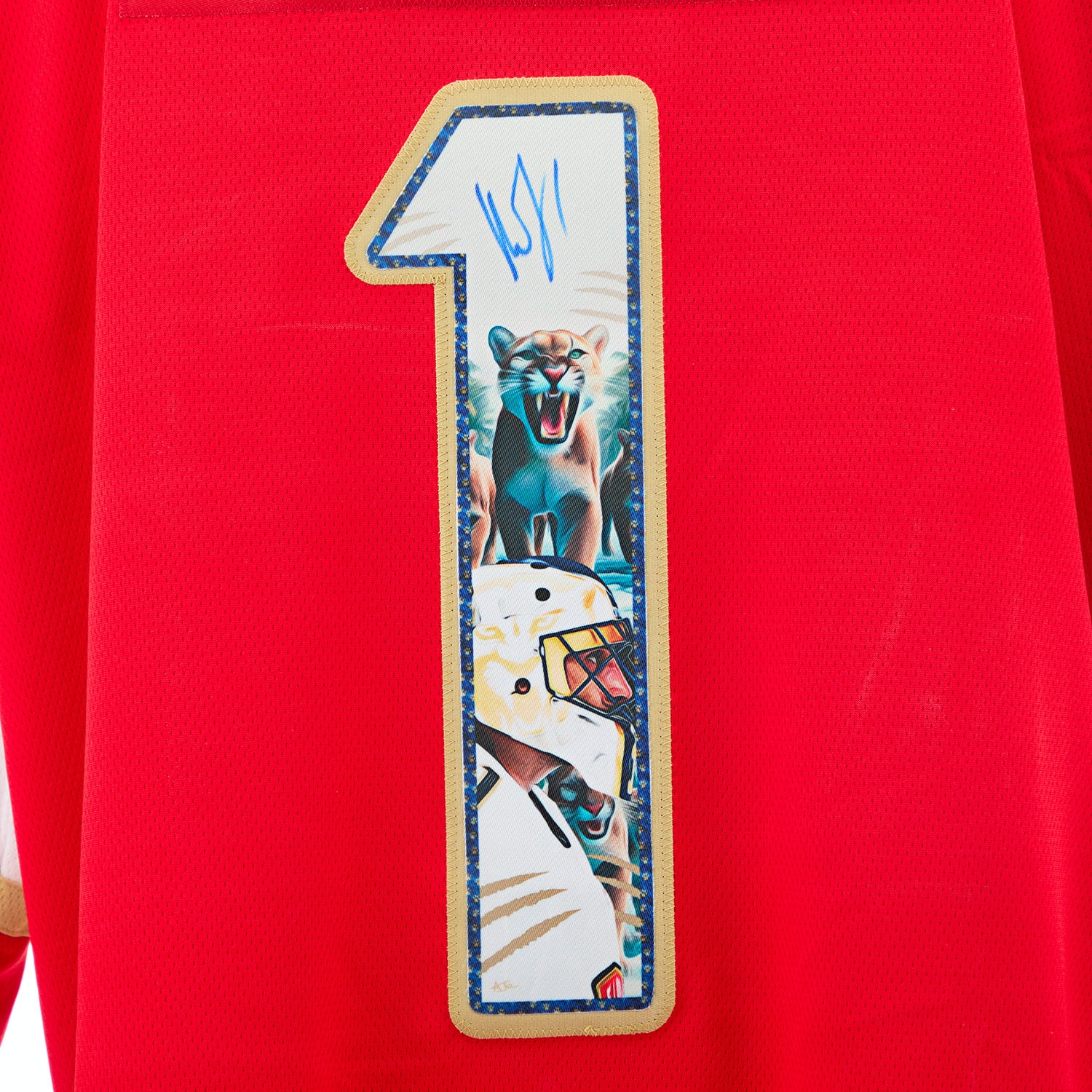 Roberto Luongo Autographed Florida Panthers Goalie Mask Art Jersey #1/20 - Image 3