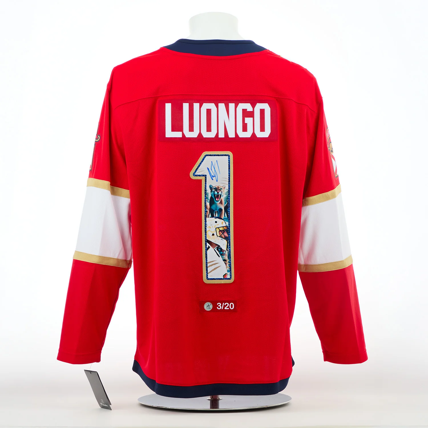 Roberto Luongo Autographed Florida Panthers Cat Mask Art Jersey #3/20
