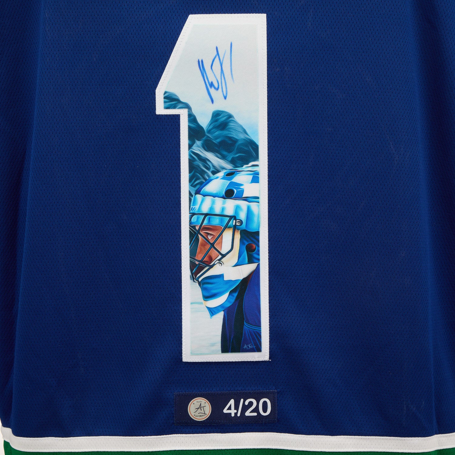 Roberto Luongo Signed Vancouver Canucks Winter Mountain Art Jersey #4/20 - Image 3