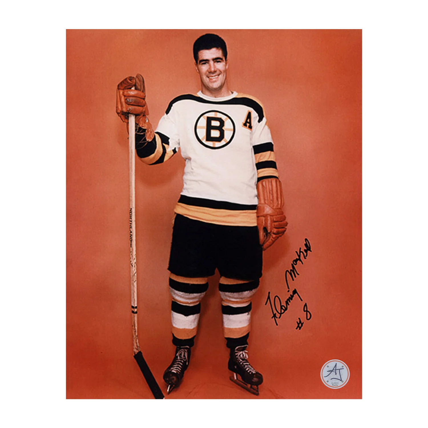 Fleming Mackell Autographed Boston Bruins Portrait 8x10 Photo