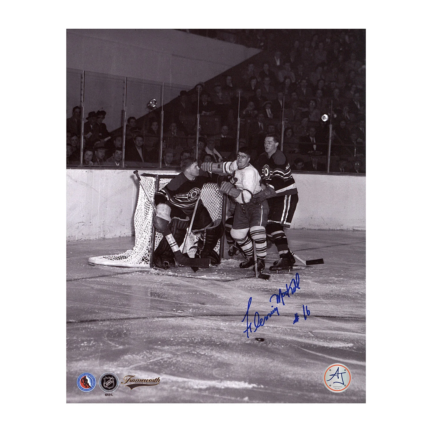 Fleming Mackell Signed Toronto Maple Leafs Black and White 8x10 Photo