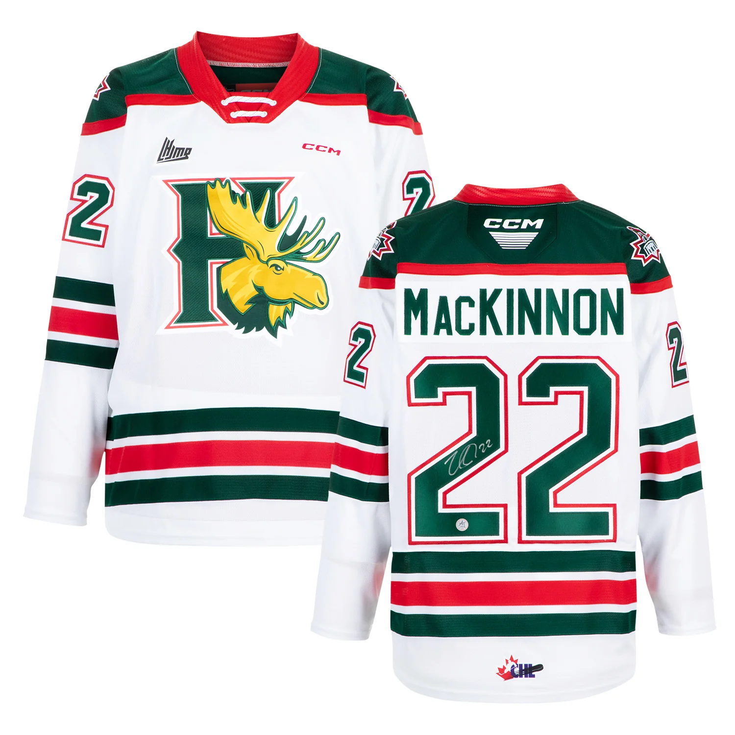 Nathan Mackinnon Autographed Halifax Mooseheads White CCM CHL Jersey - Image 3