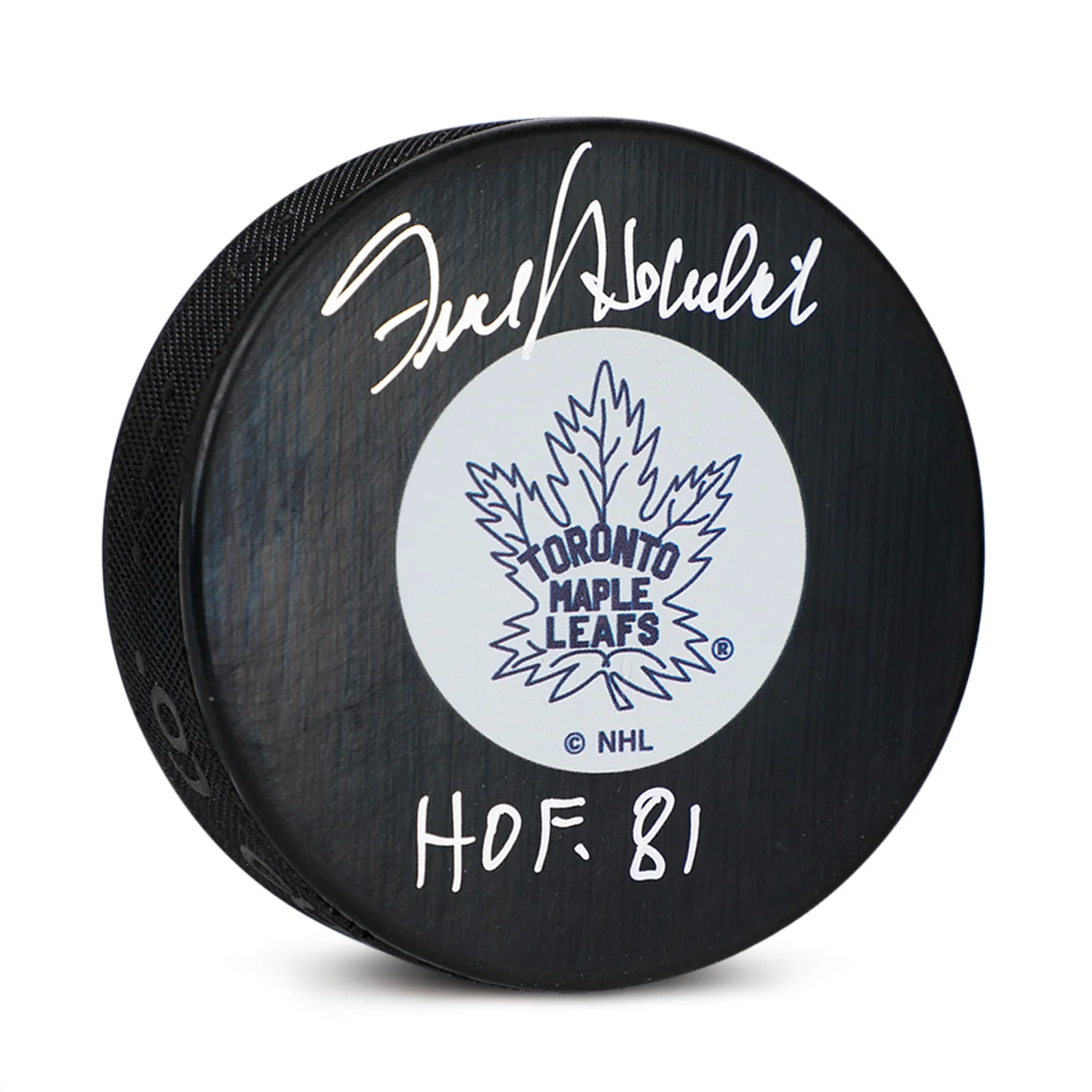 Frank Mahovlich Signed Toronto Maple Leafs Original Six Puck with HOF Note