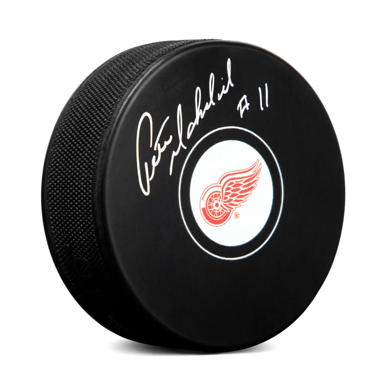 Pete Mahovlich Autographed Detroit Red Wings Hockey Puck