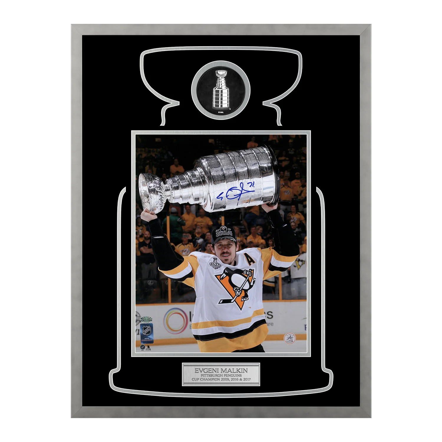 Evgeni Malkin Autographed Pittsburgh Penguins Cup Champion 23x27 Frame