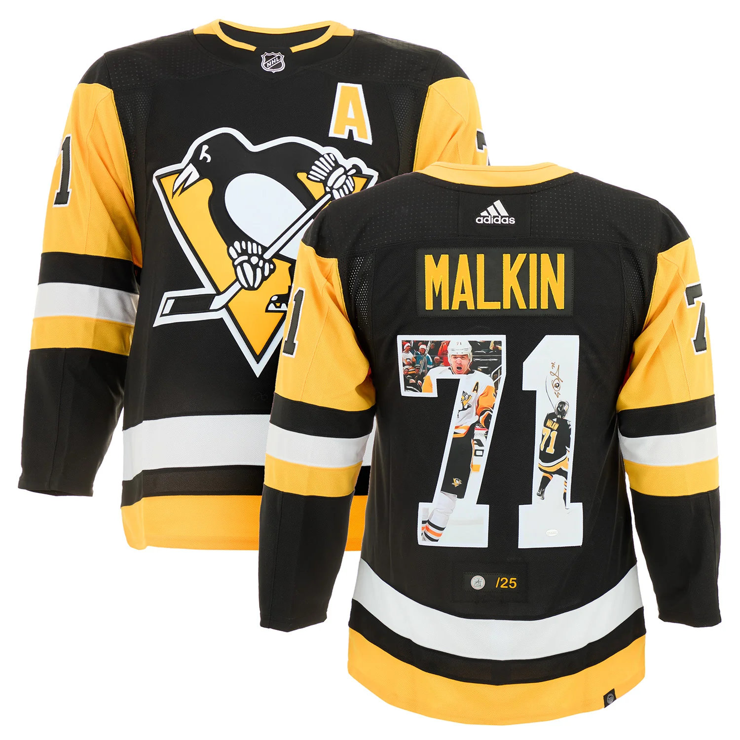 Evgeni Malkin Signed Pittsburgh Penguins Oil Paint Style Art Jersey #/25 - Image 3