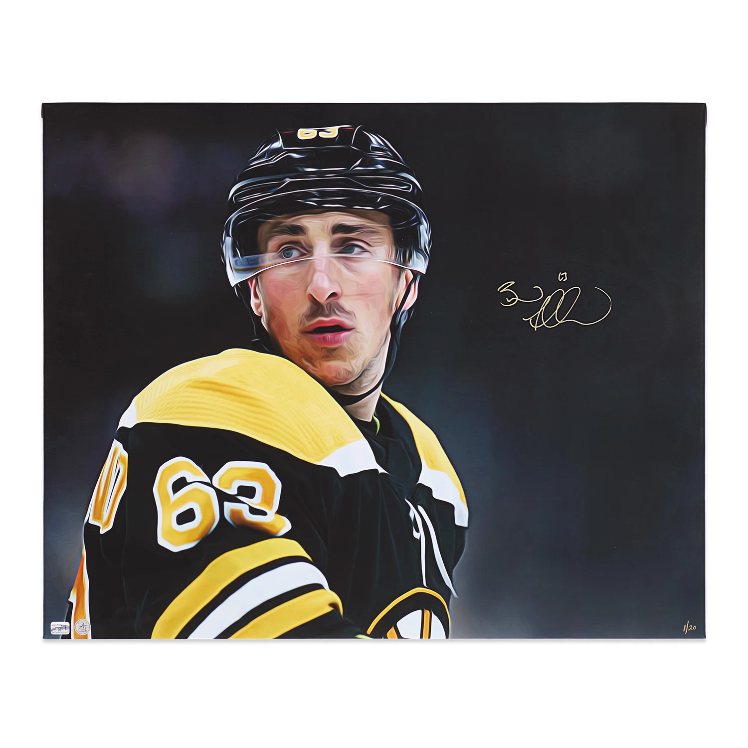 Brad Marchand Signed Boston Hockey Player Portrait 26x32 Art Canvas #1/20