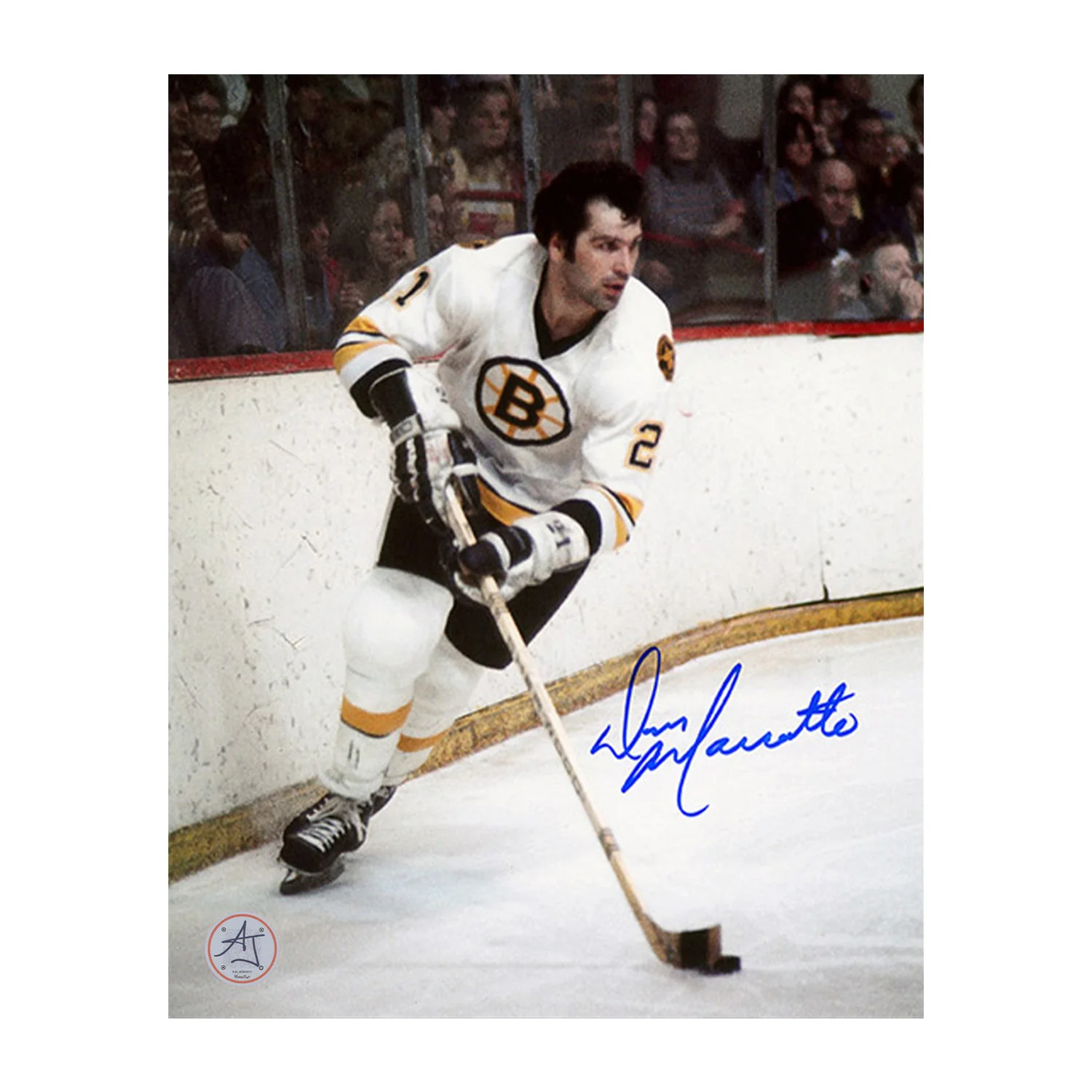 Don Marcotte Signed Boston Bruins Stickhandling 8x10 Photo