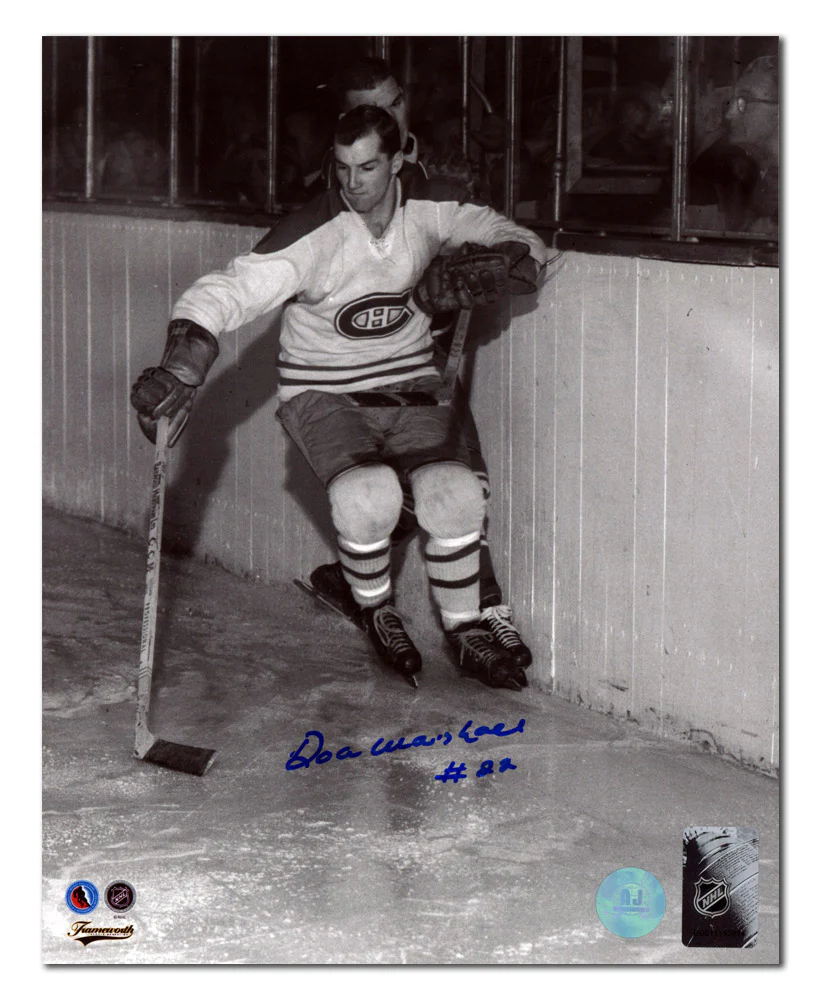 Don Marshall Autographed Montreal Canadiens Black & White Action 8x10 Photo
