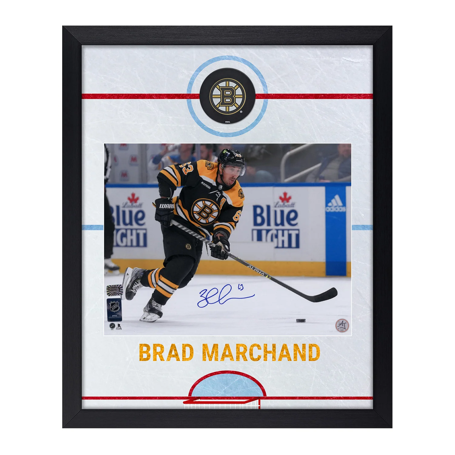 Brad Marchand Signed Boston Bruins Graphic Rink 19x23 Frame