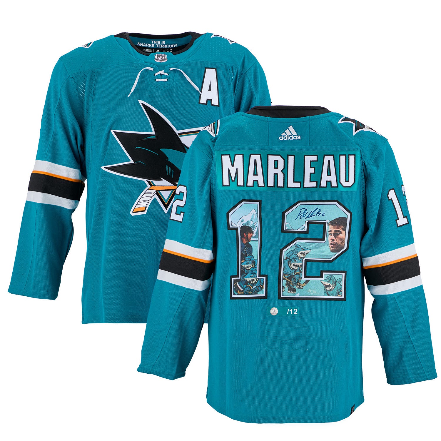 Patrick Marleau Signed San Jose Sharks Comic Book Art Jersey #/12 - Image 3