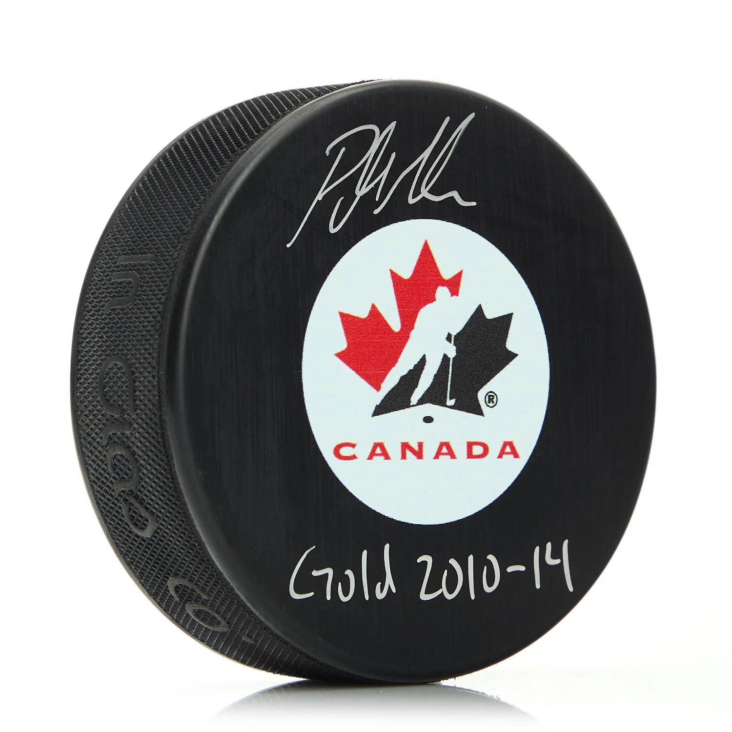 Patrick Marleau Team Canada Signed Olympic Puck with 2x Gold Inscription
