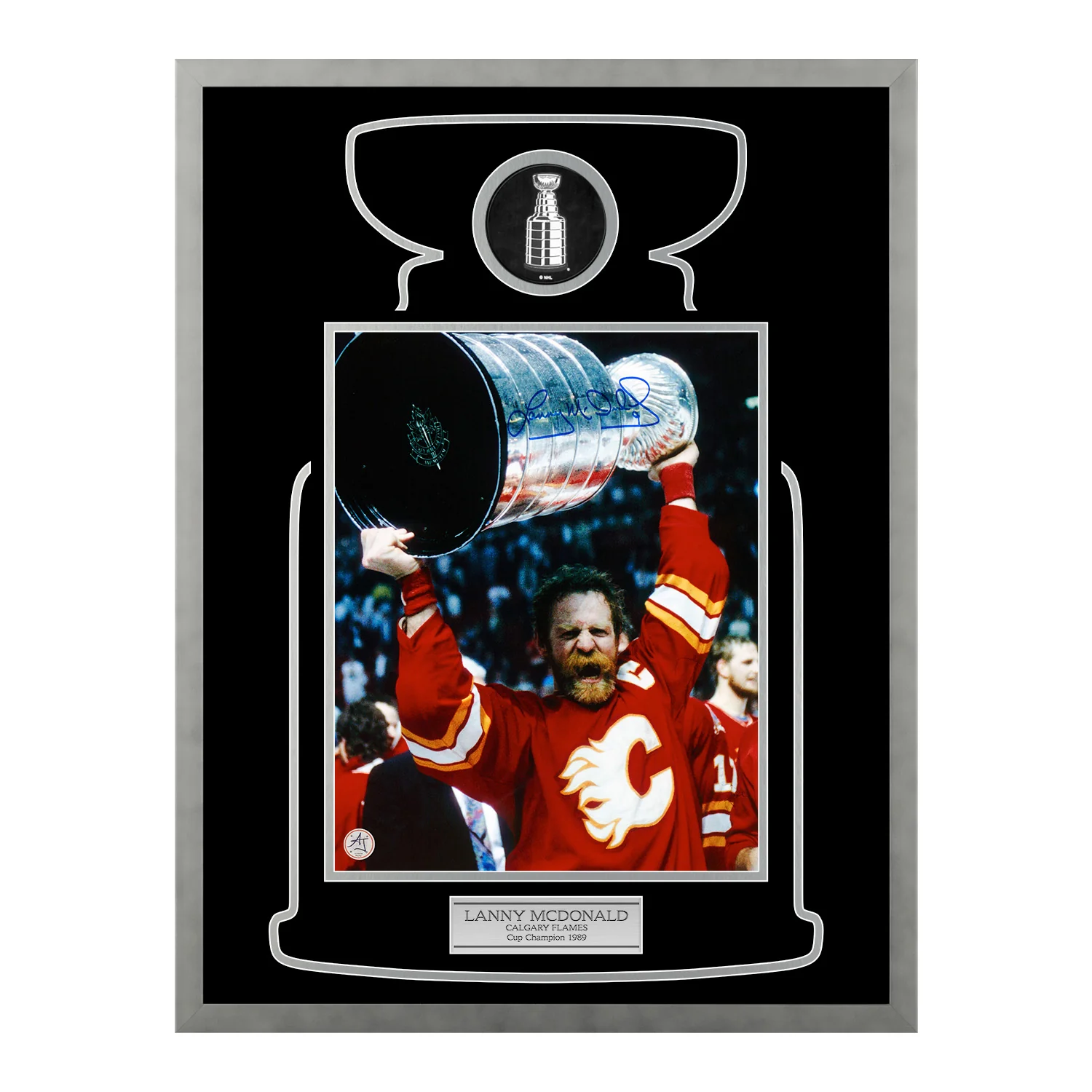 Lanny McDonald Signed Calgary Flames Cup Champion 20x26 Frame