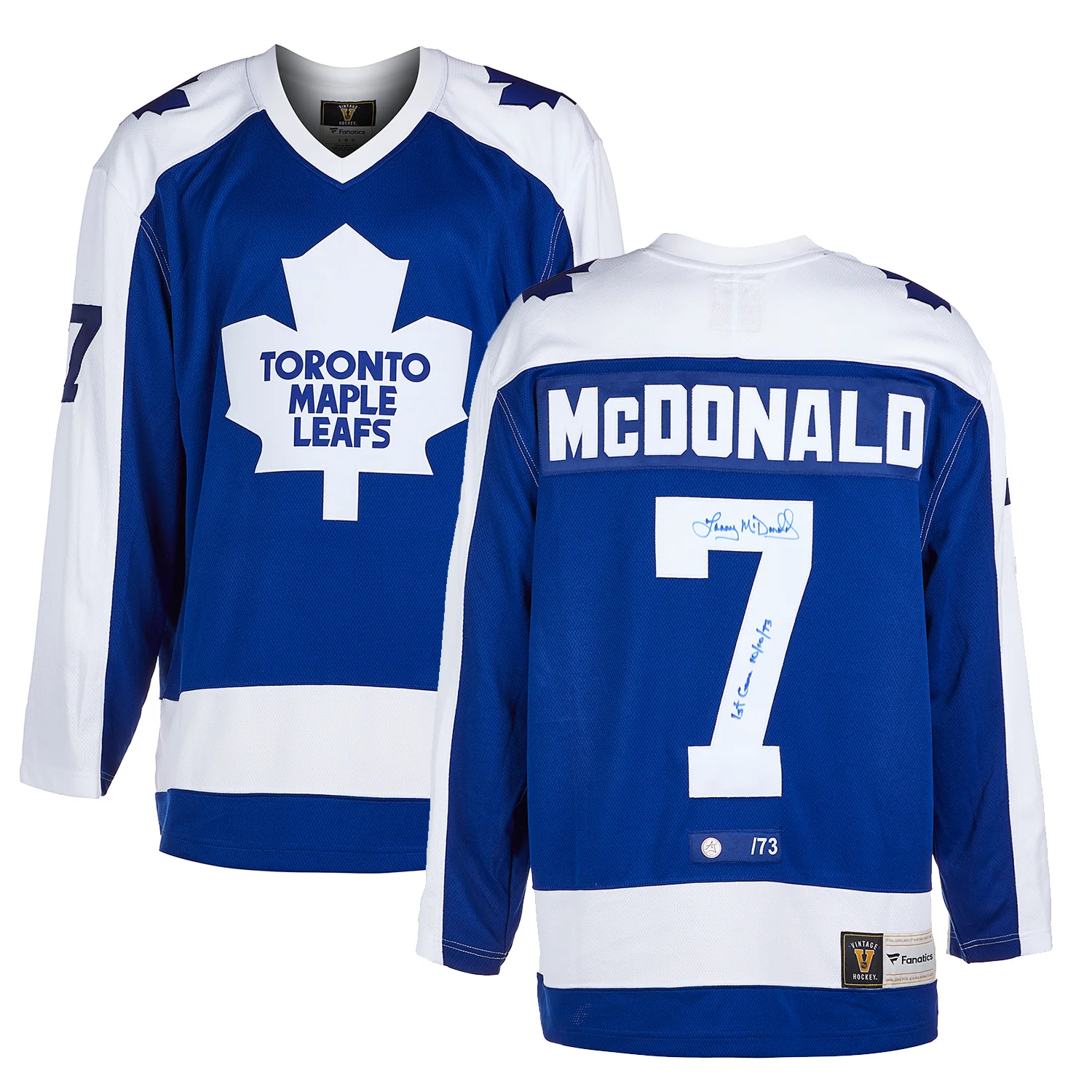 Lanny McDonald Toronto Maple Leafs Signed 1st Game Throwback Jersey #/73 - Image 3