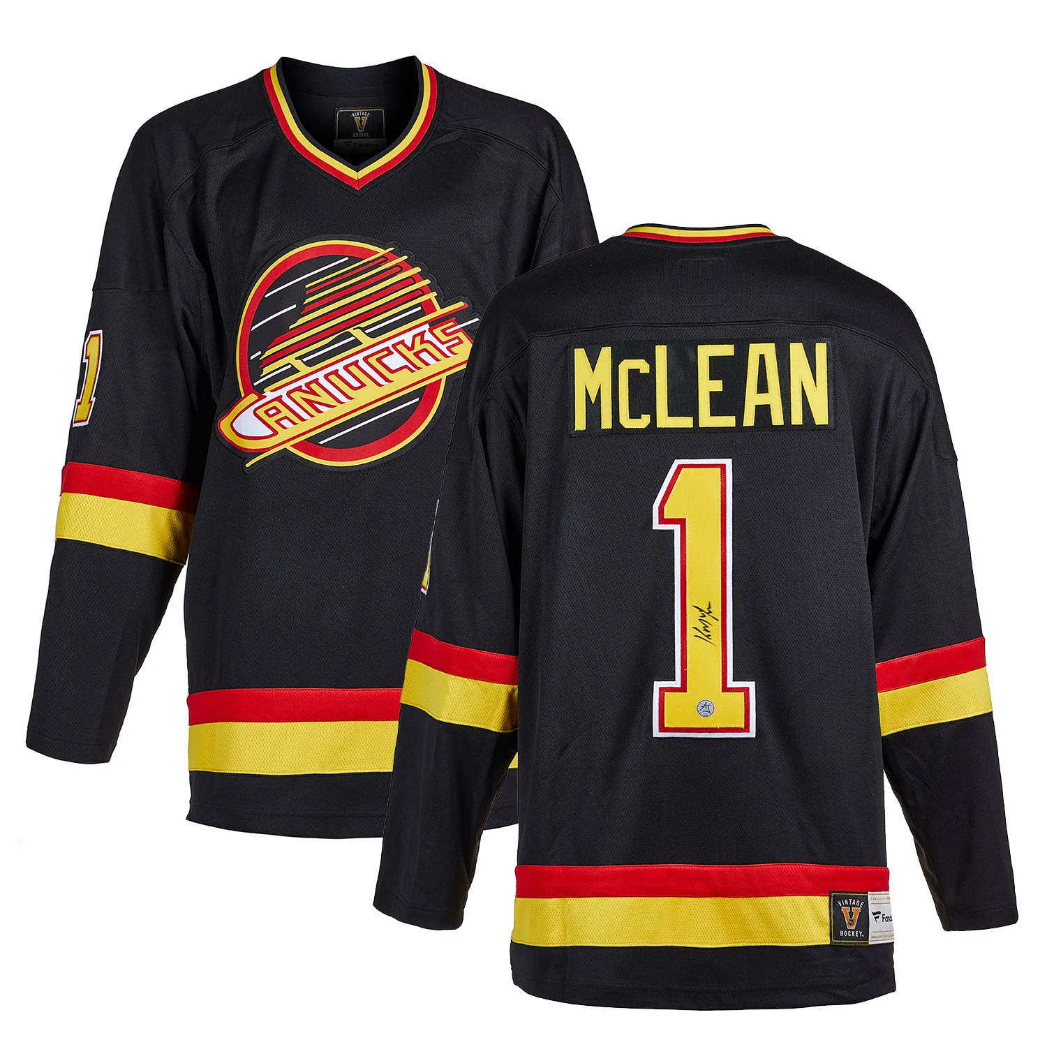 Kirk McLean Signed Vancouver Canucks Black Fanatics Throwback Jersey - Image 3
