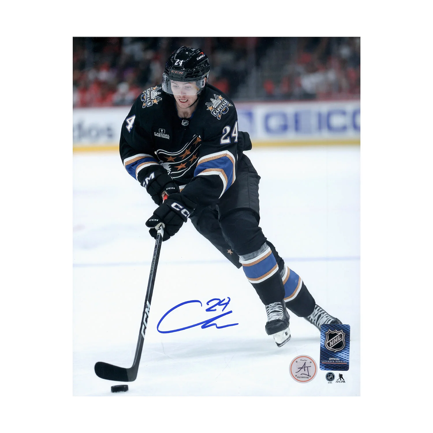 Connor McMichael Signed Washington Capitals Heritage Hockey 8x10 Photo