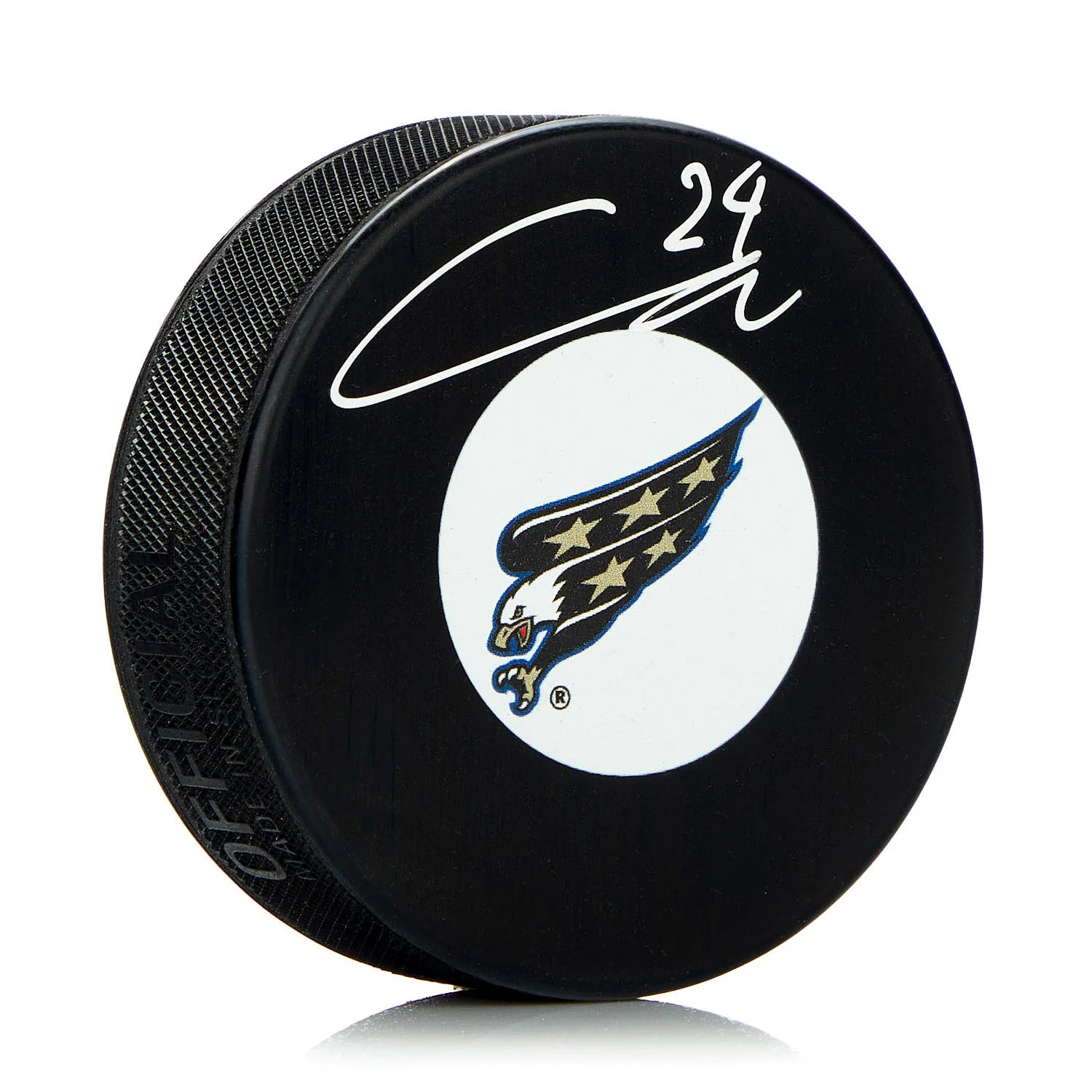 Connor McMichael Signed Washington Capitals Eagle Logo Puck