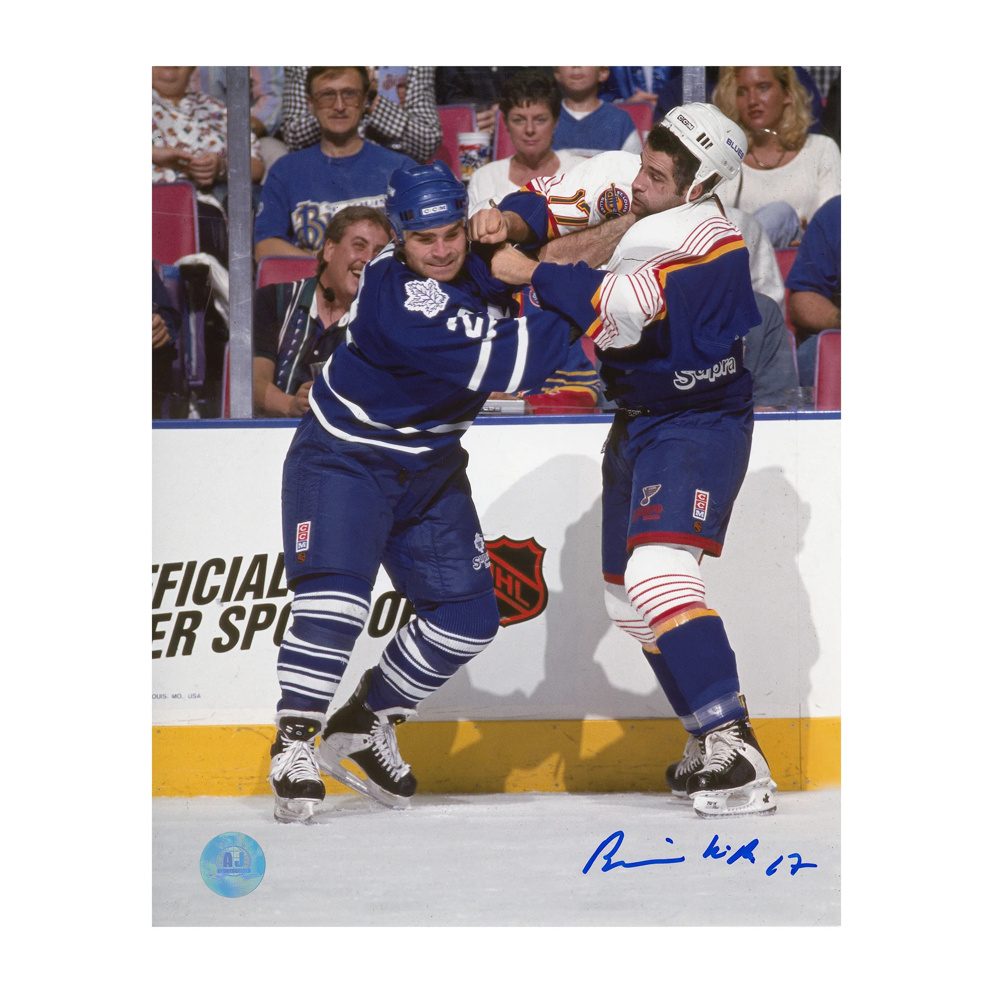 Basil Mcrae Autographed St Louis Blues Hockey Fight 8x10 Photo
