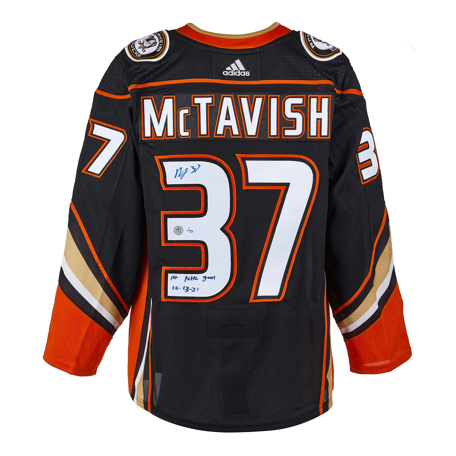 Mason McTavish Anaheim Ducks Signed & Dated 1st Goal adidas Jersey #/37