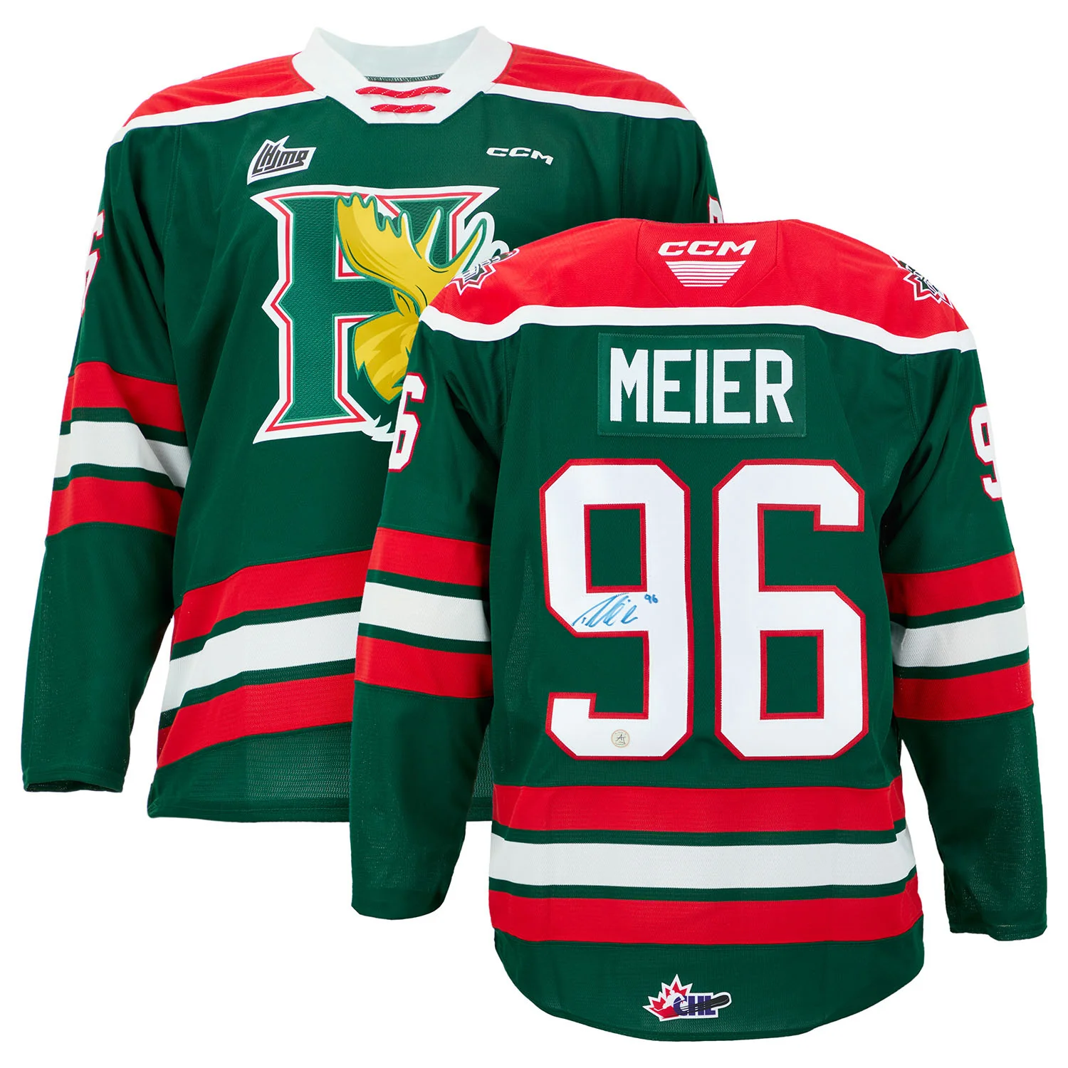 Timo Meier Autographed Halifax Mooseheads Green CCM CHL Jersey - Image 3