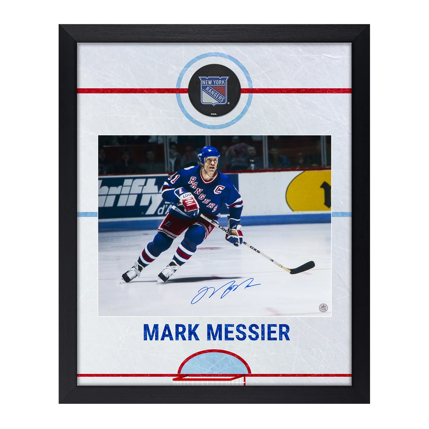 Mark Messier Autographed New York Rangers Graphic Rink 19x23 Frame