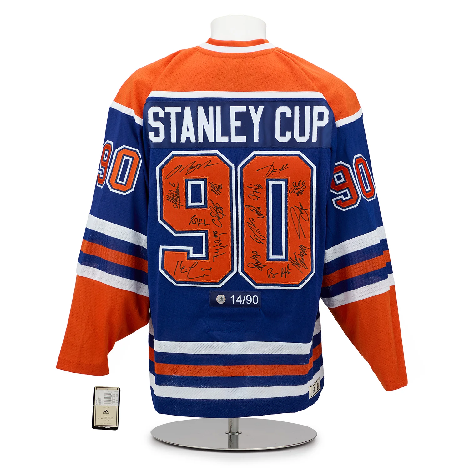 Edmonton Oilers 16 Player Team Signed 1990 Stanley Cup Classic Jersey #14/90