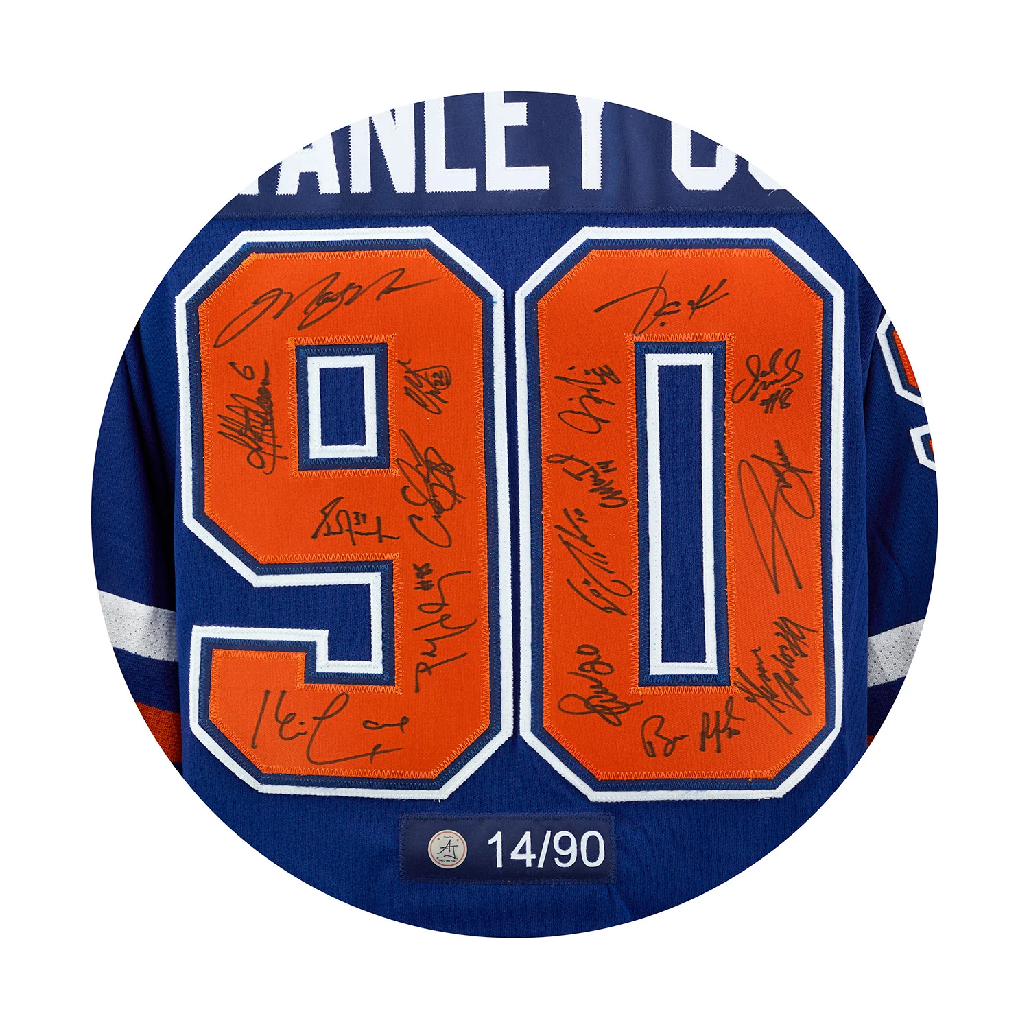 Edmonton Oilers 16 Player Team Signed 1990 Stanley Cup Classic Jersey #14/90 - Image 3