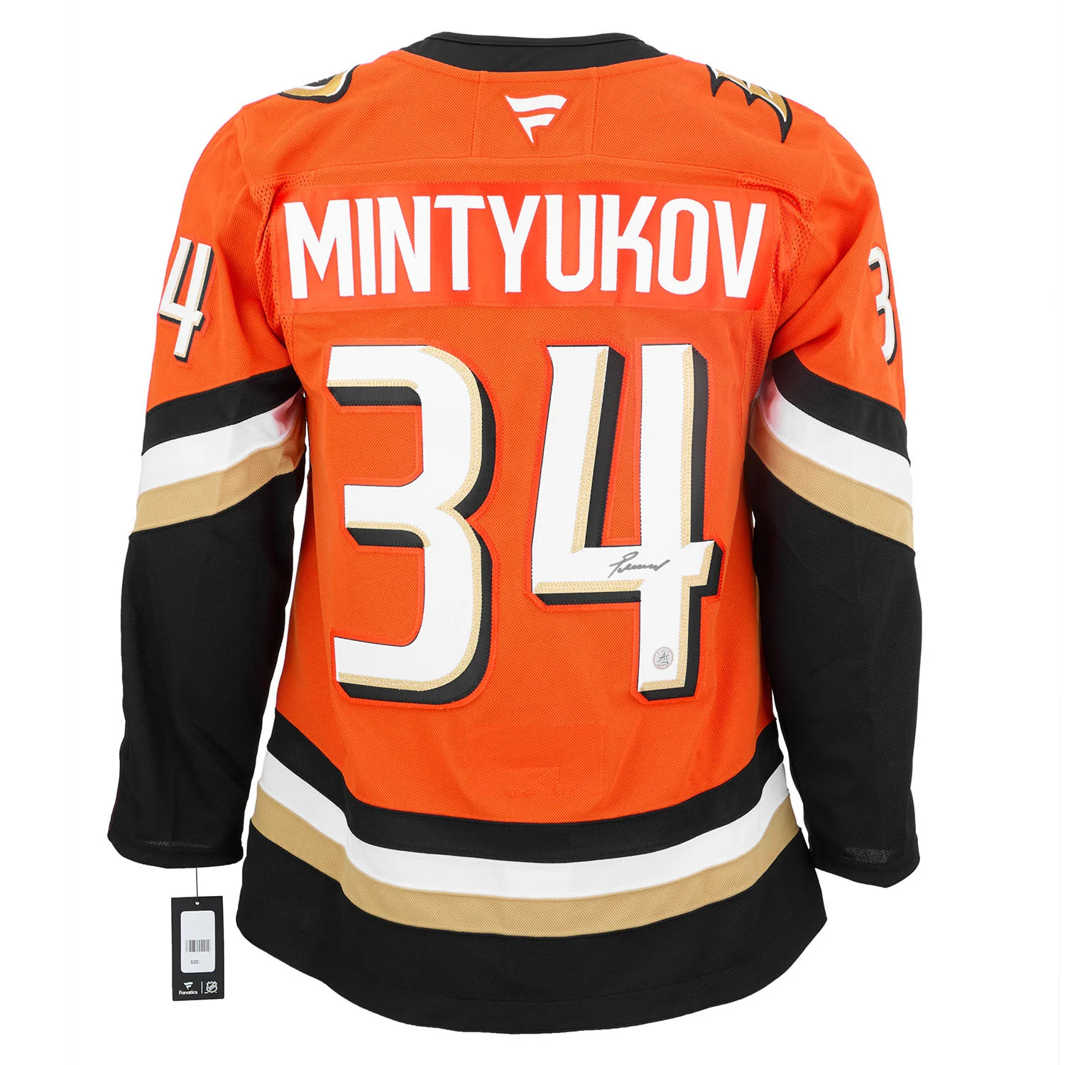 Pavel Mintyukov Signed Anaheim Ducks Orange Fanatics Premium Jersey
