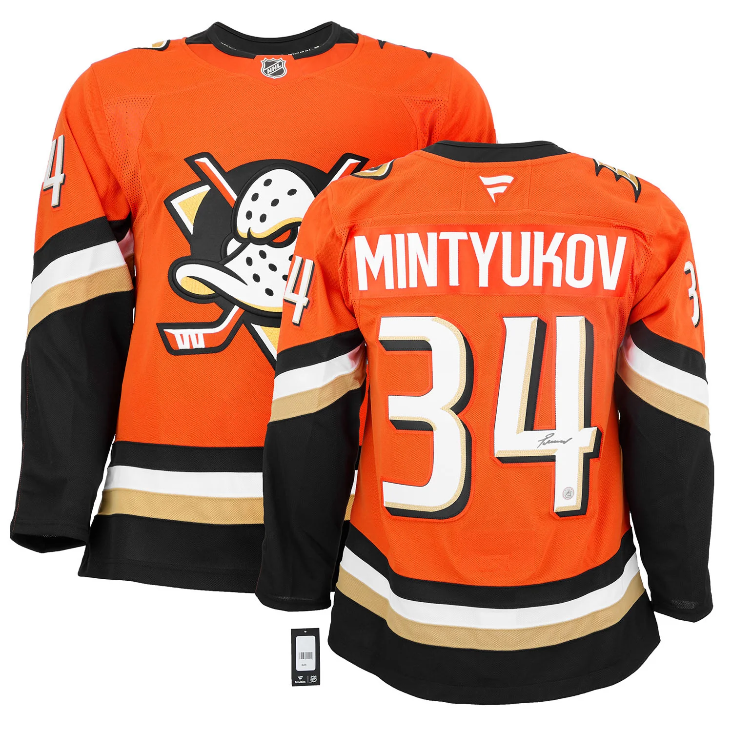 Pavel Mintyukov Signed Anaheim Ducks Orange Fanatics Premium Jersey - Image 3