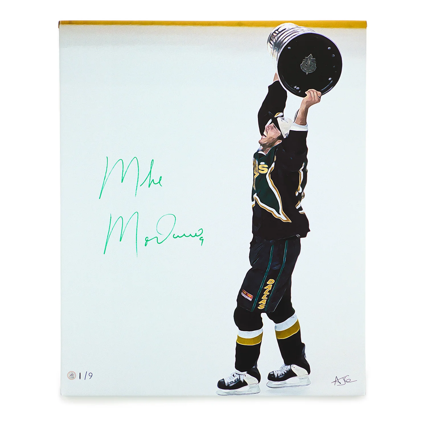 Mike Modano Autographed Dallas Stanley Cup 26x32 Art Canvas #1/9
