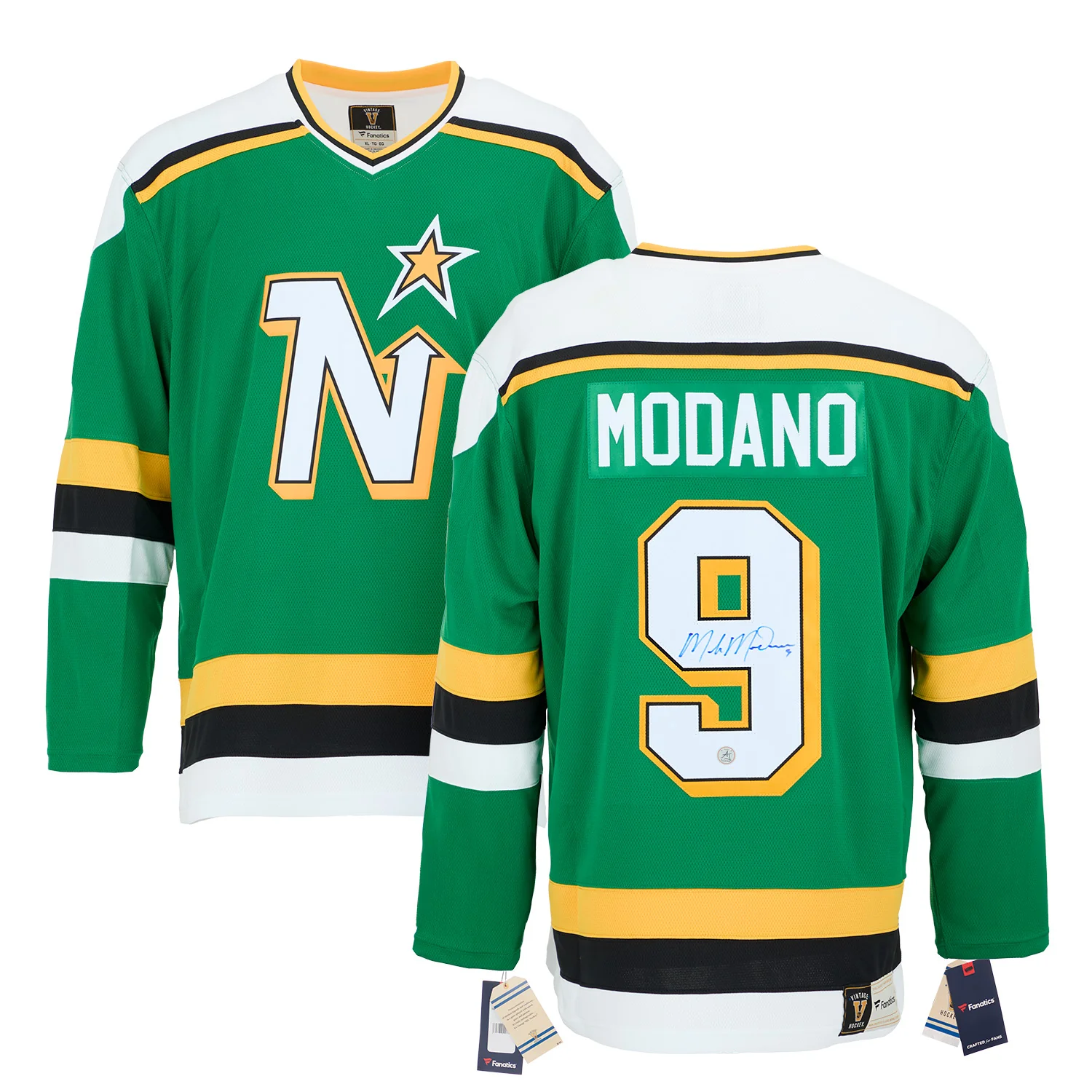 Mike Modano Signed Minnesota North Stars Throwback Breakaway Jersey - Image 3