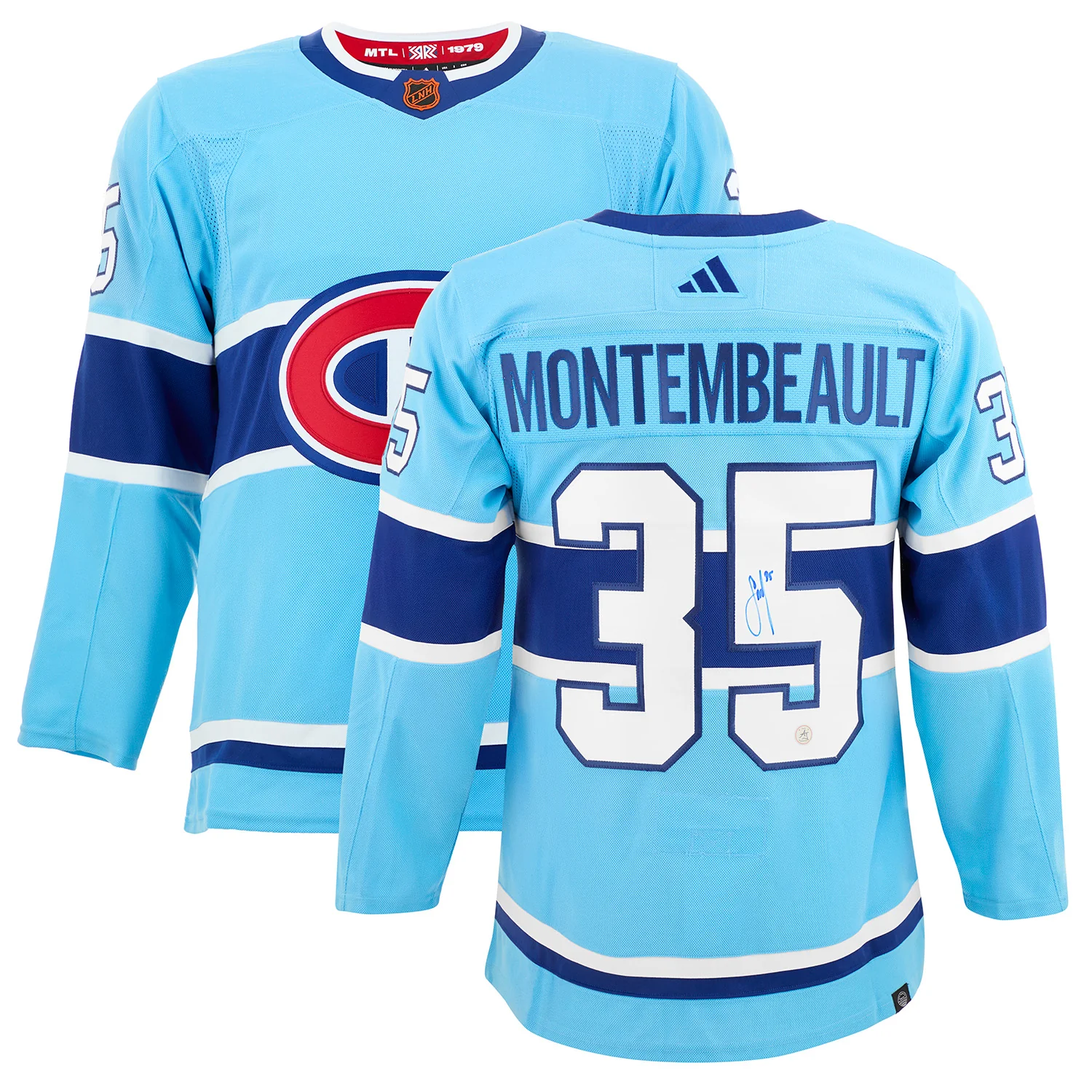 Sam Montembeault Autographed Montreal Canadiens Reverse Retro 2.0 adidas Jersey - Image 3