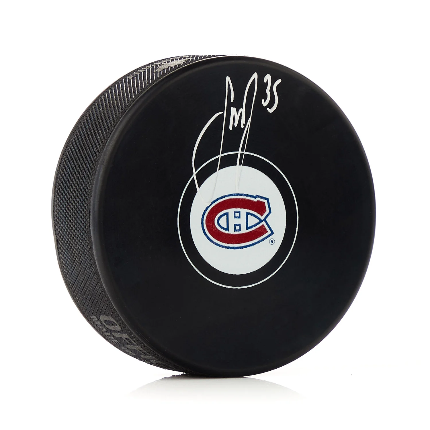 Sam Montembeault Autographed Montreal Canadiens Hockey Puck