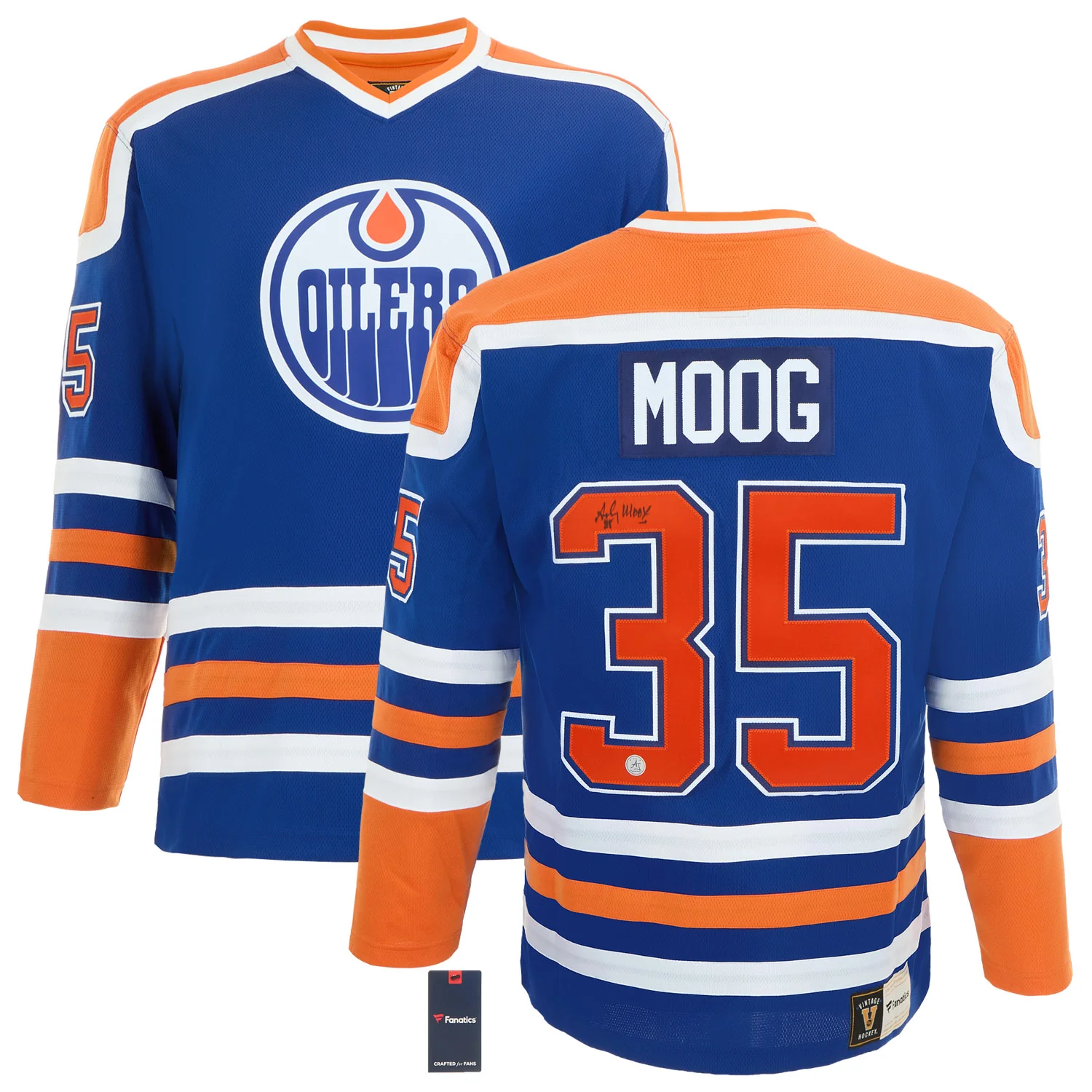 Andy Moog Autographed Edmonton Oilers Throwback Breakaway Jersey - Image 3