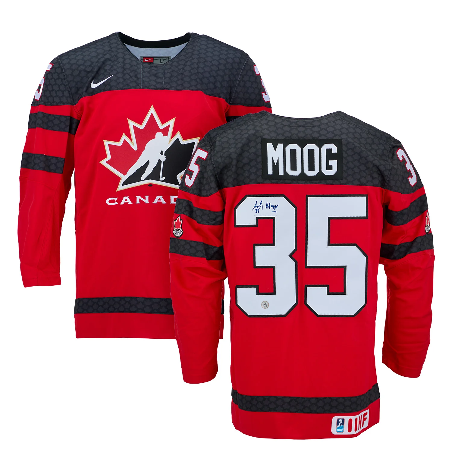 Andy Moog Autographed Team Canada Red Nike Hockey Jersey - Image 3