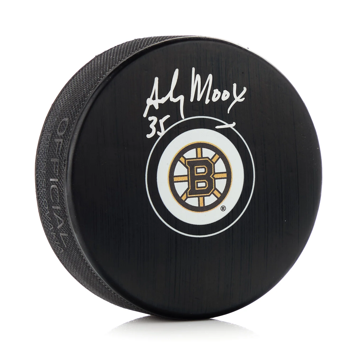 Andy Moog Autographed Boston Bruins Hockey Puck